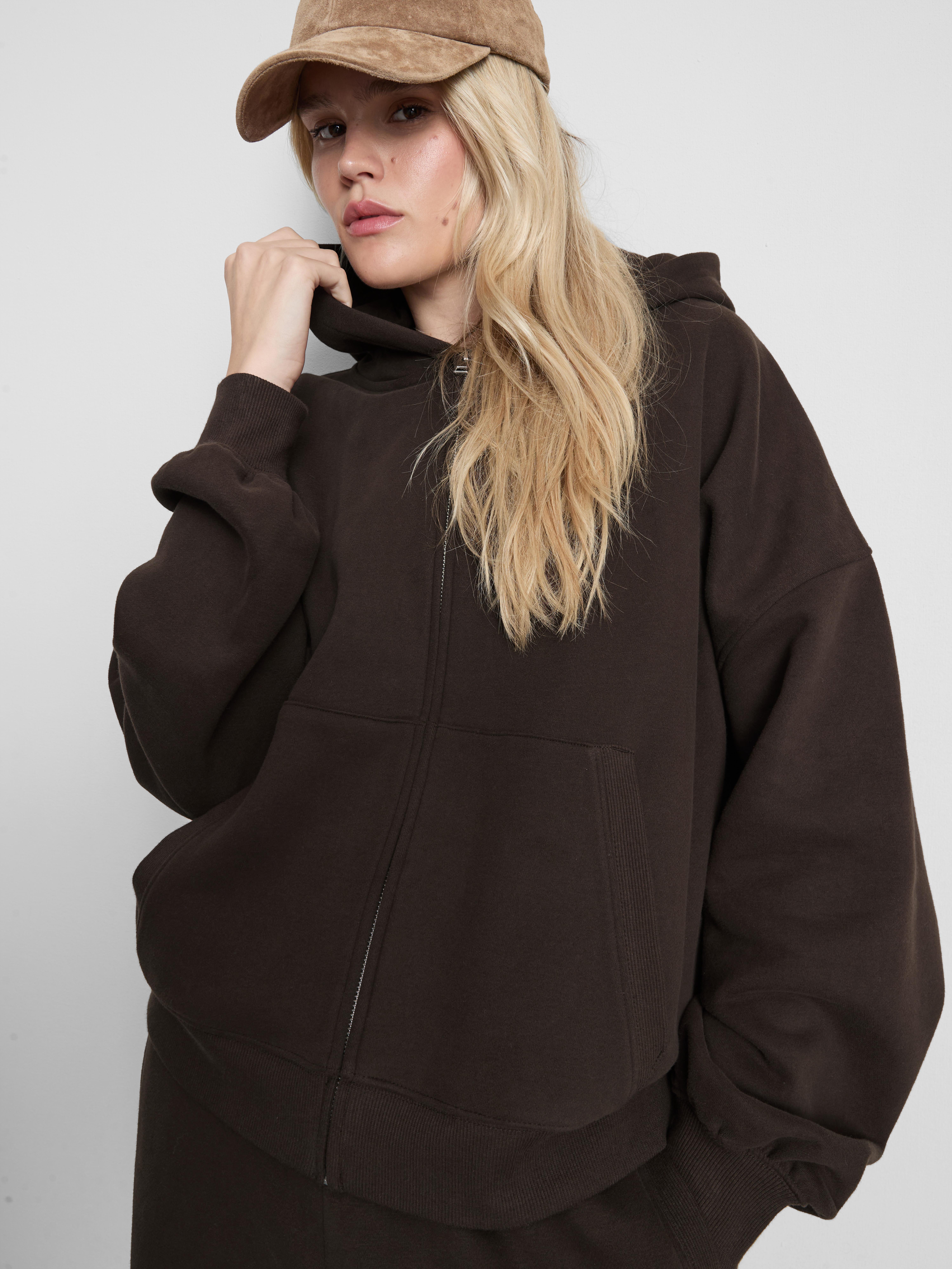 Sweat à capuche zippé en coton majoritaire