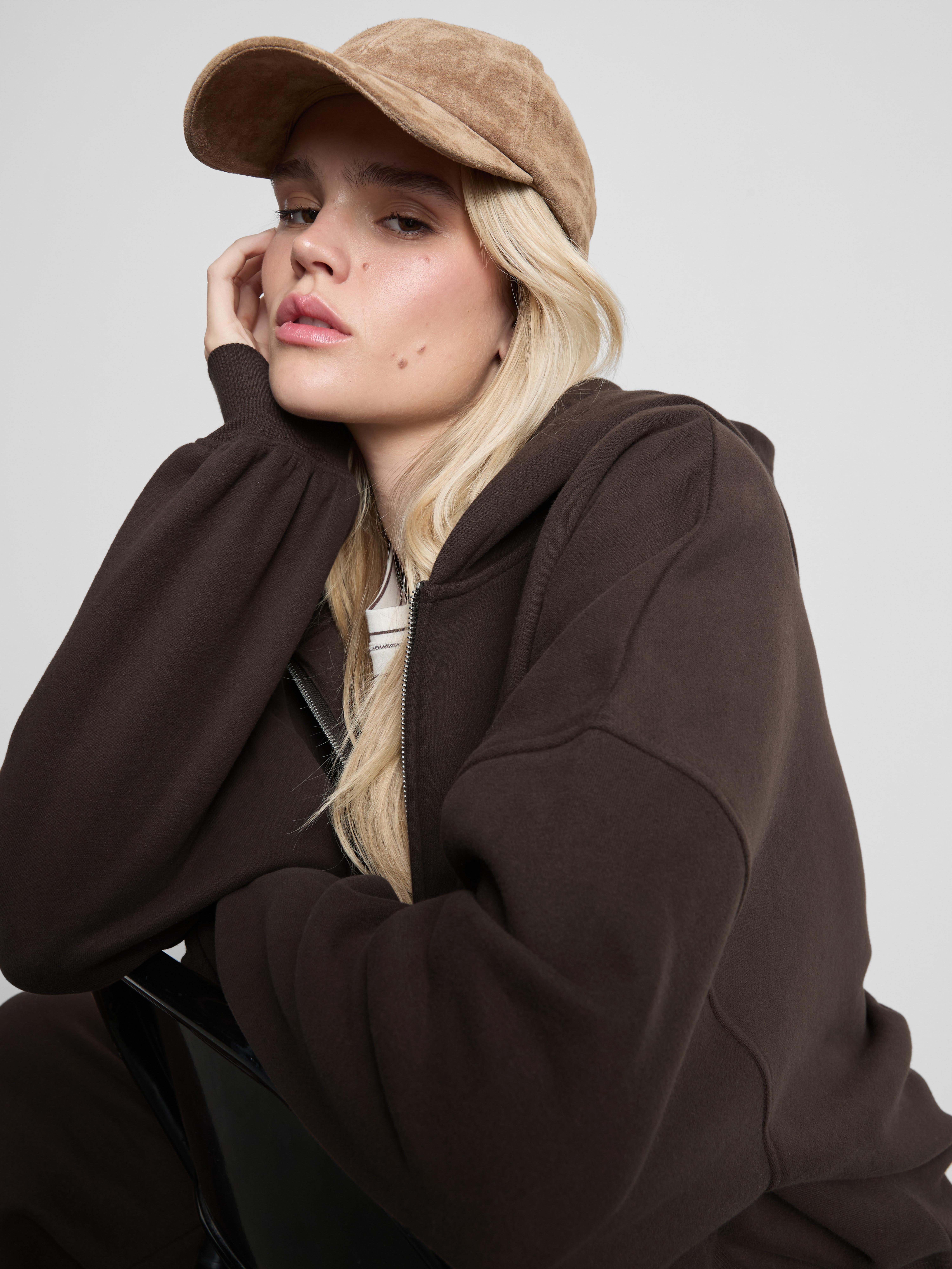 Sweat à capuche zippé en coton majoritaire
