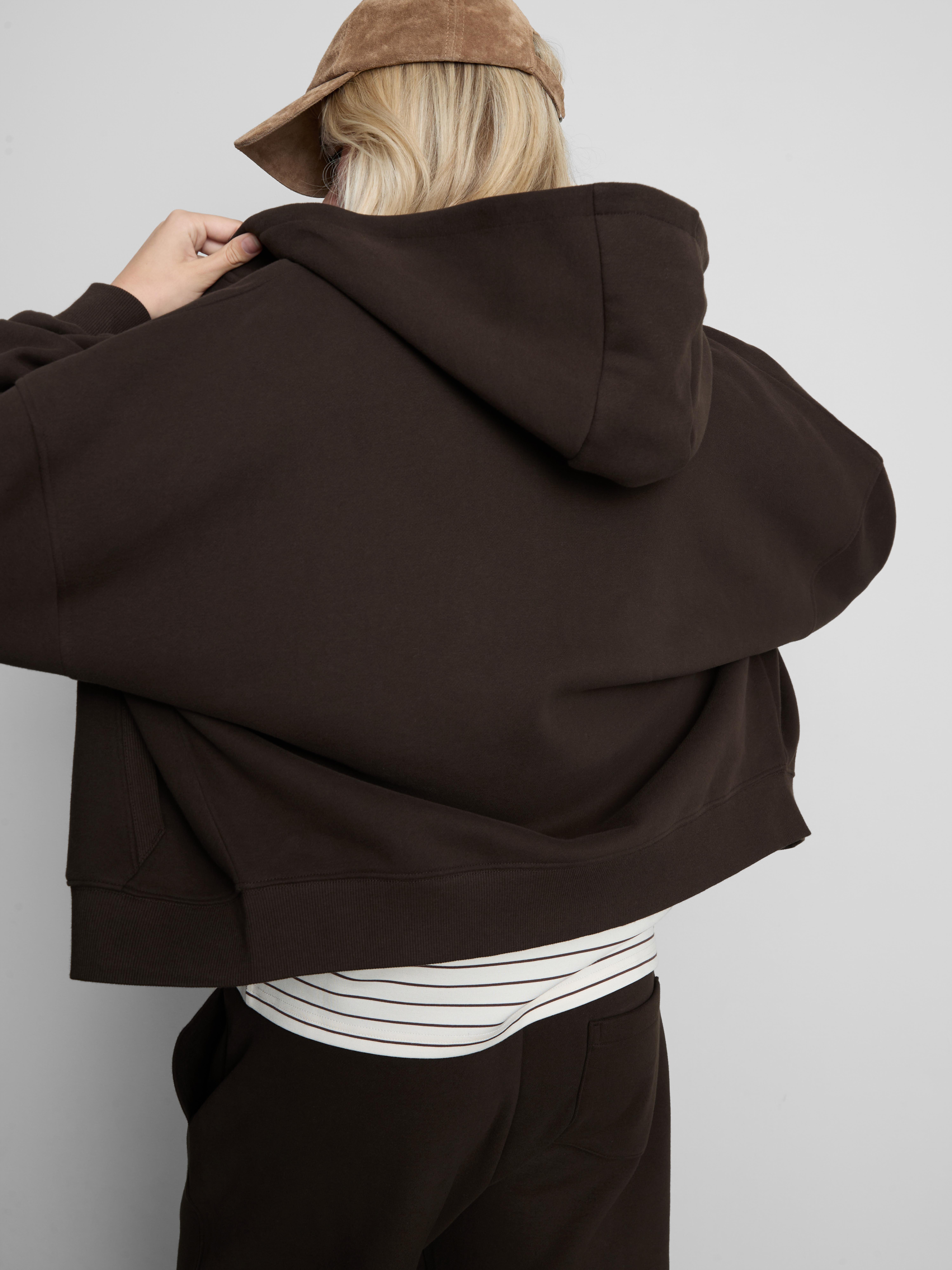 Sweat à capuche zippé en coton majoritaire