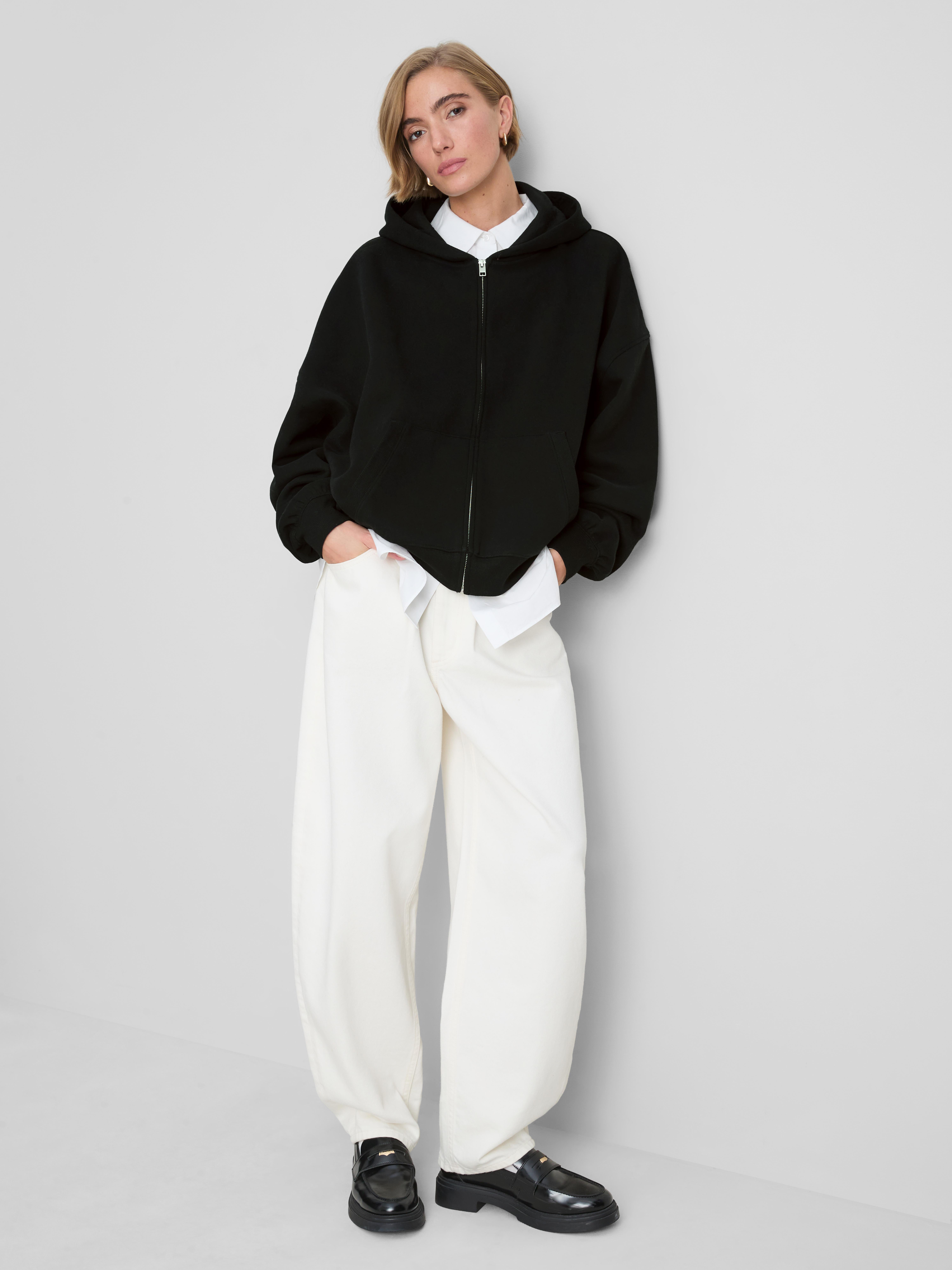 Womens Black Cotton Rich Zip Through Hoodie | Primark
