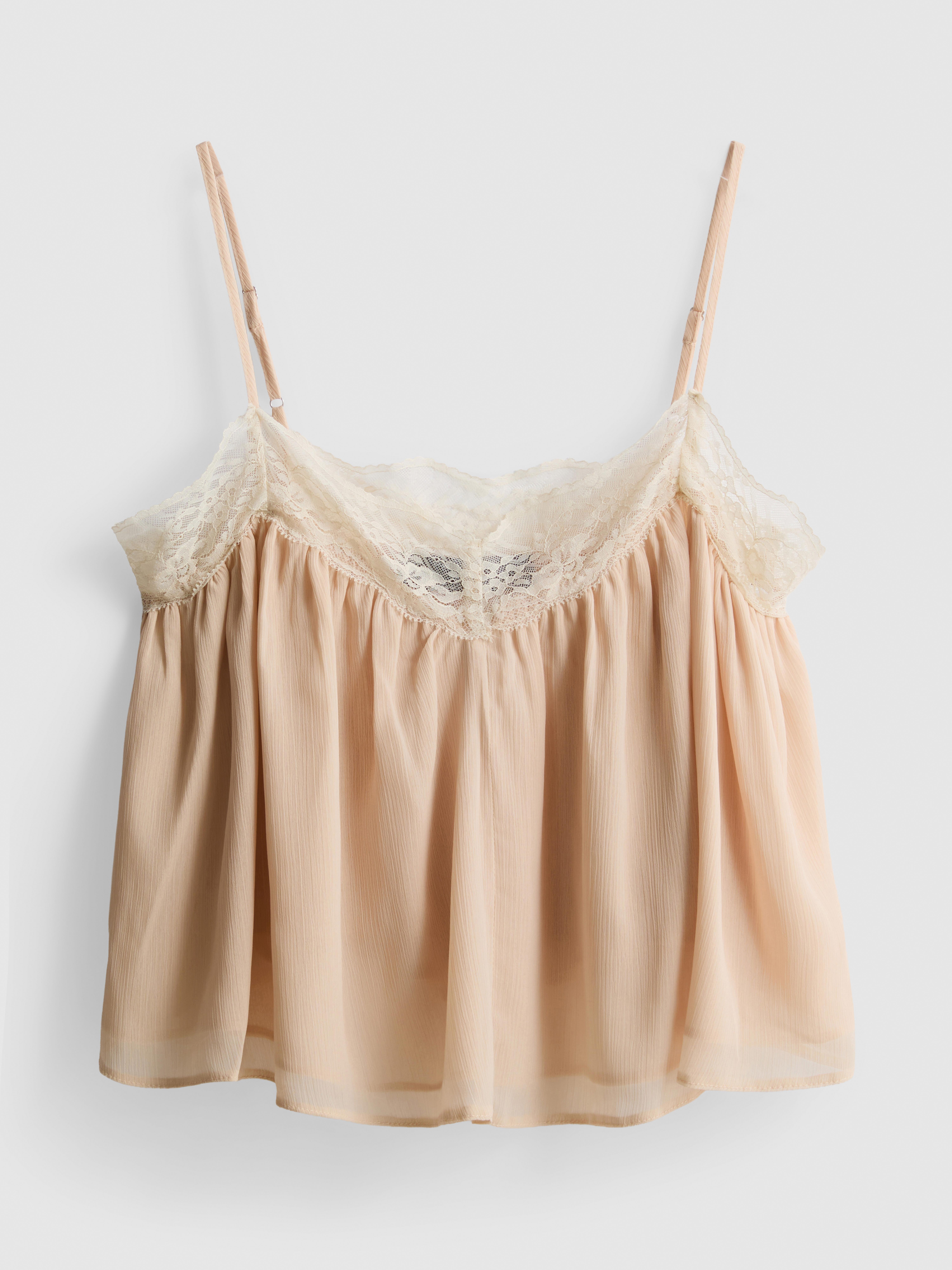 Cropped Contrast Lace Cami Top