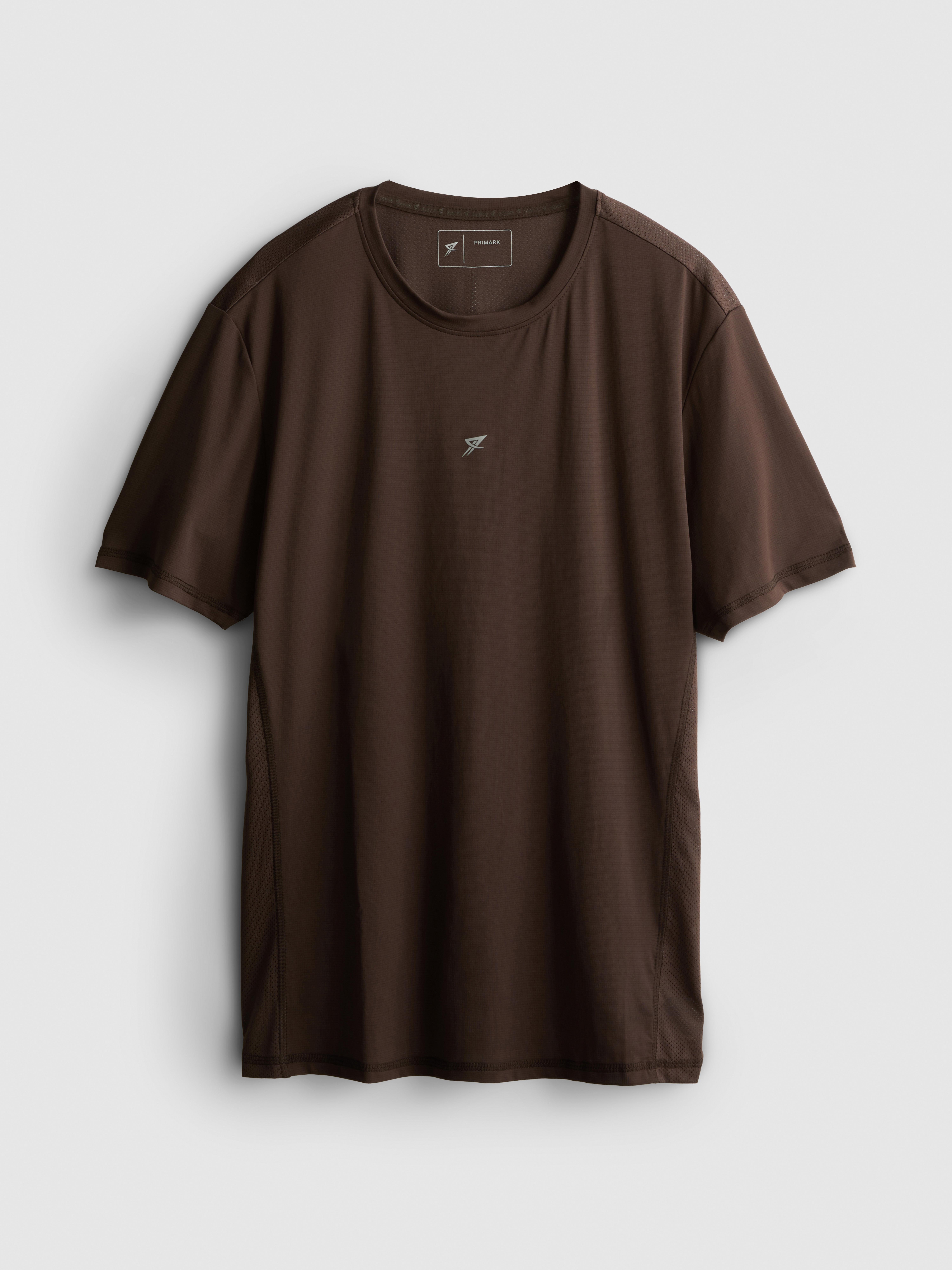 Fitness-T-Shirt mit Einsätzen Braun