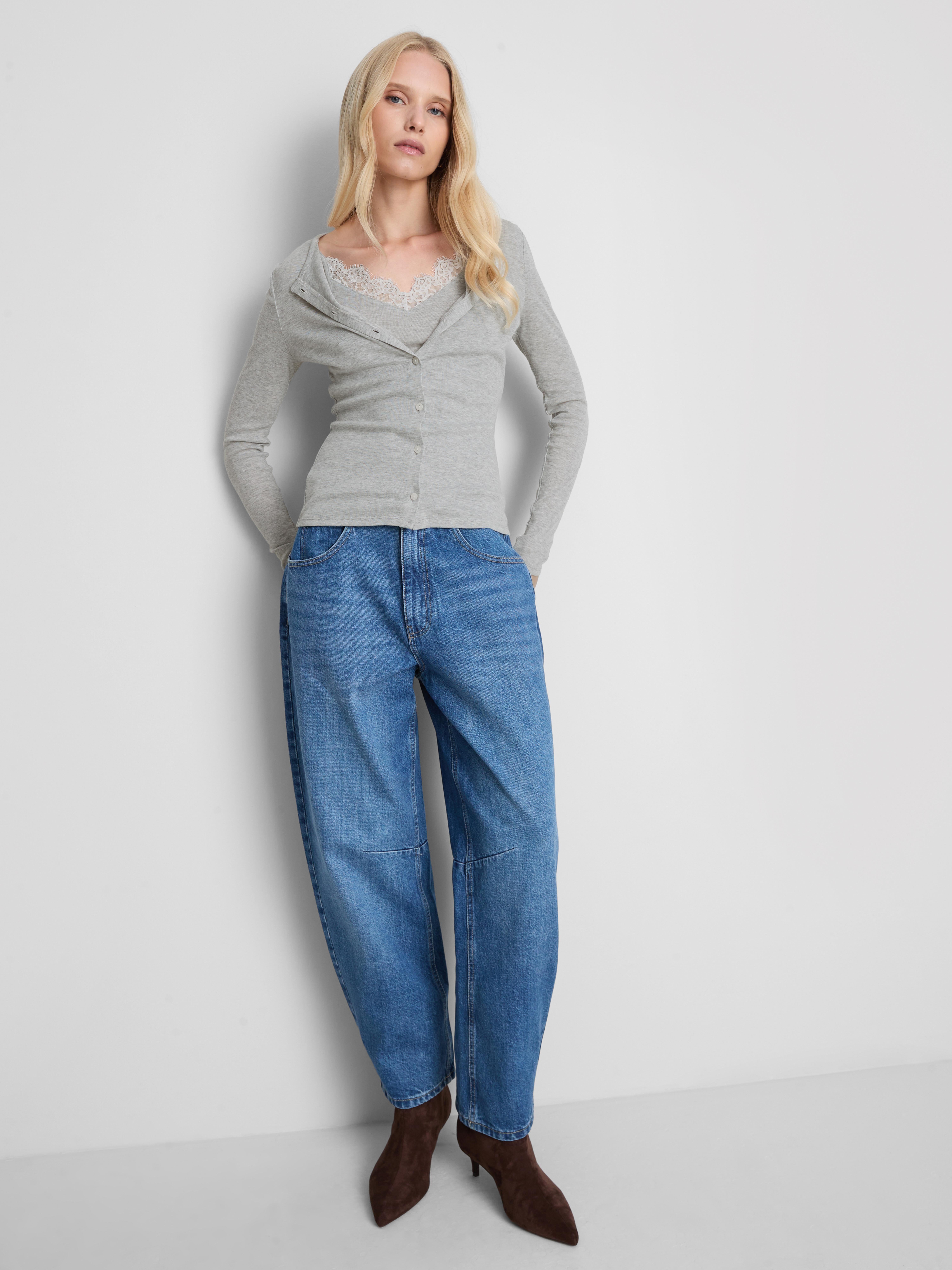 „By Coleen“ Cardigan aus Baumwollmischung mit Spitzenbesatz