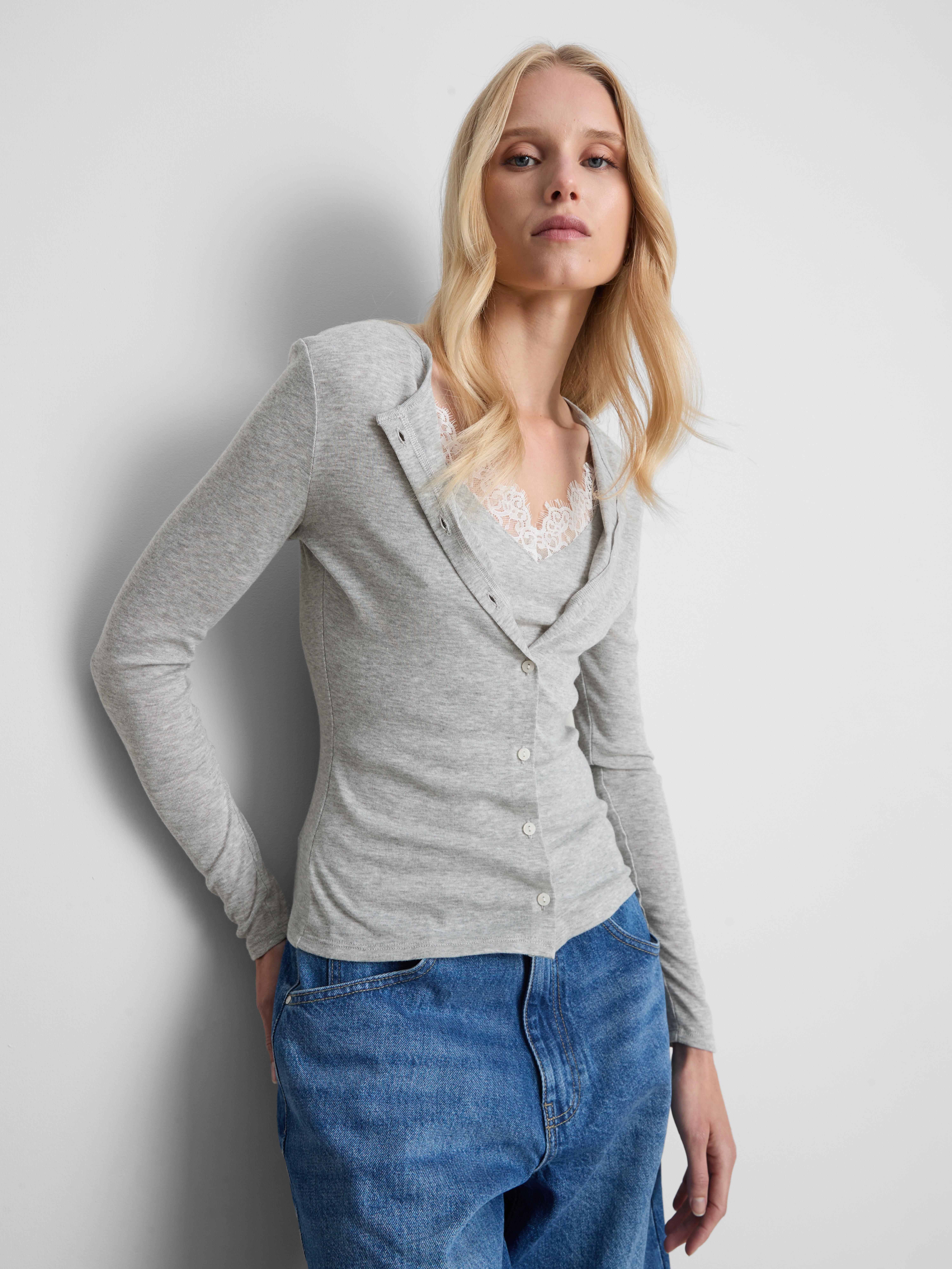 „By Coleen“ Cardigan aus Baumwollmischung mit Spitzenbesatz