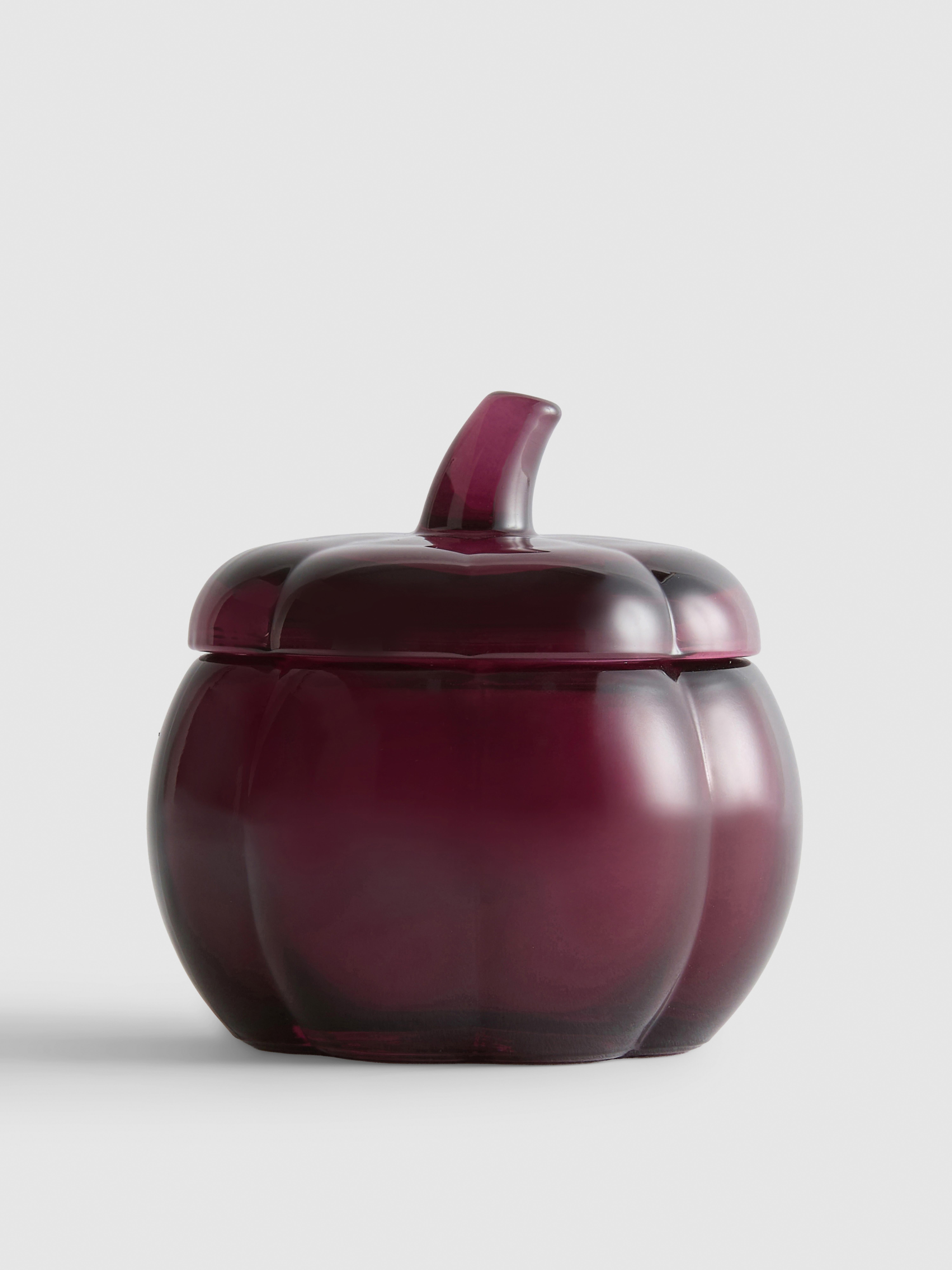 Vela en recipiente en forma de calabaza con tapa Burdeos
