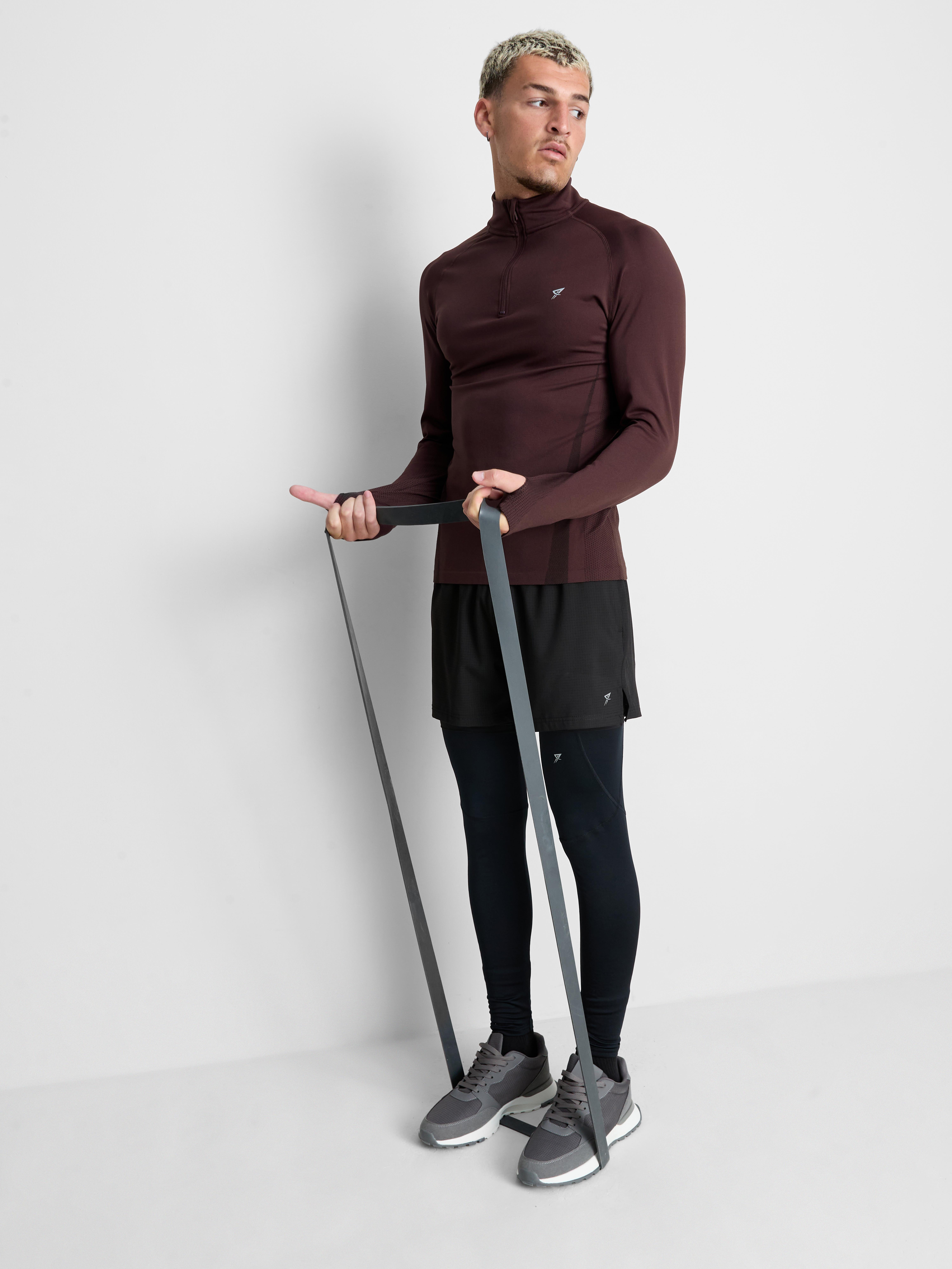 Quarter Zip Gym Top Burgundy