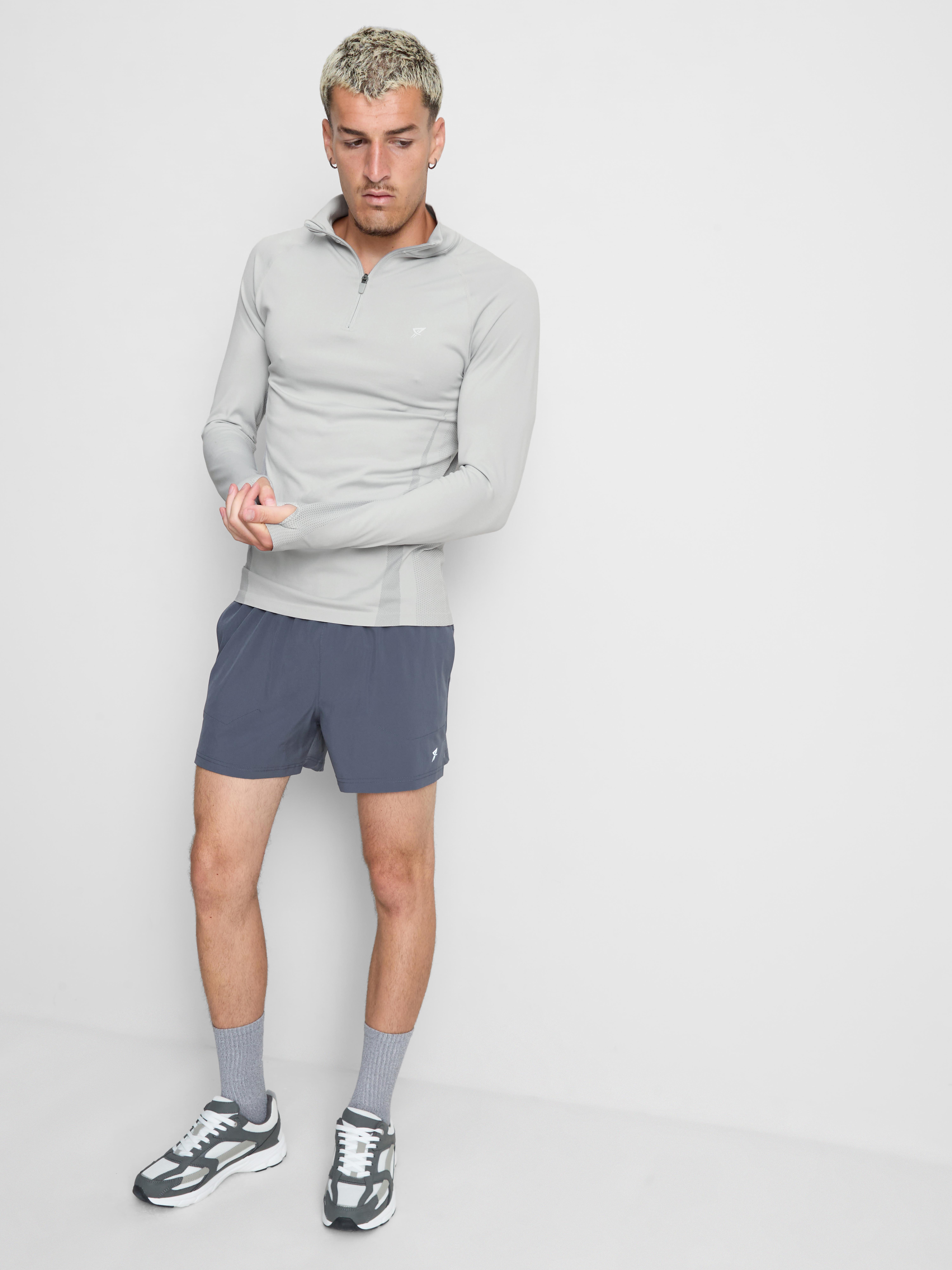 Quarter Zip Gym Top Gray