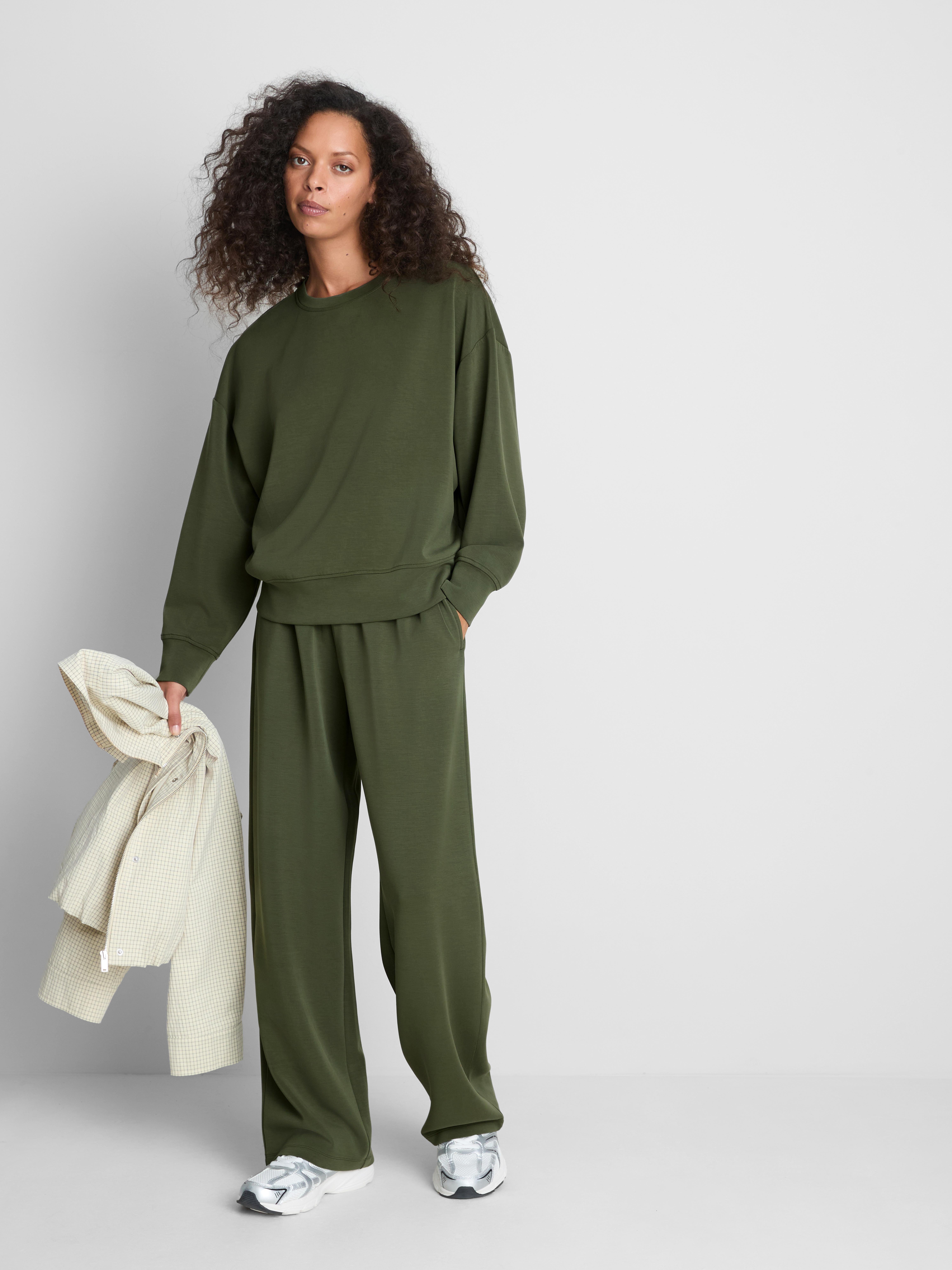 Sweat-shirt en mélange de modal à col ras-du-cou