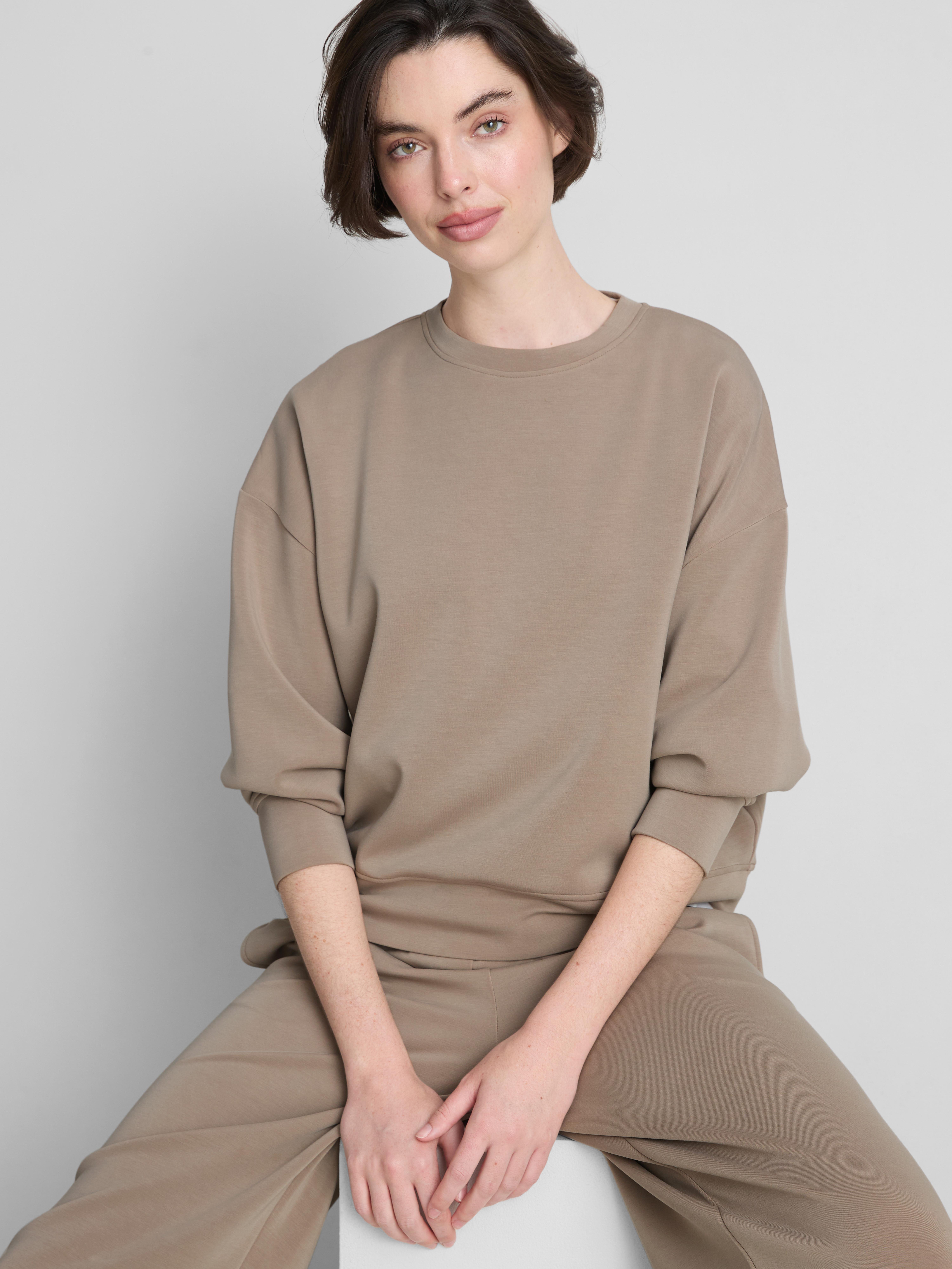 Sweatshirt van modalmix met ronde hals