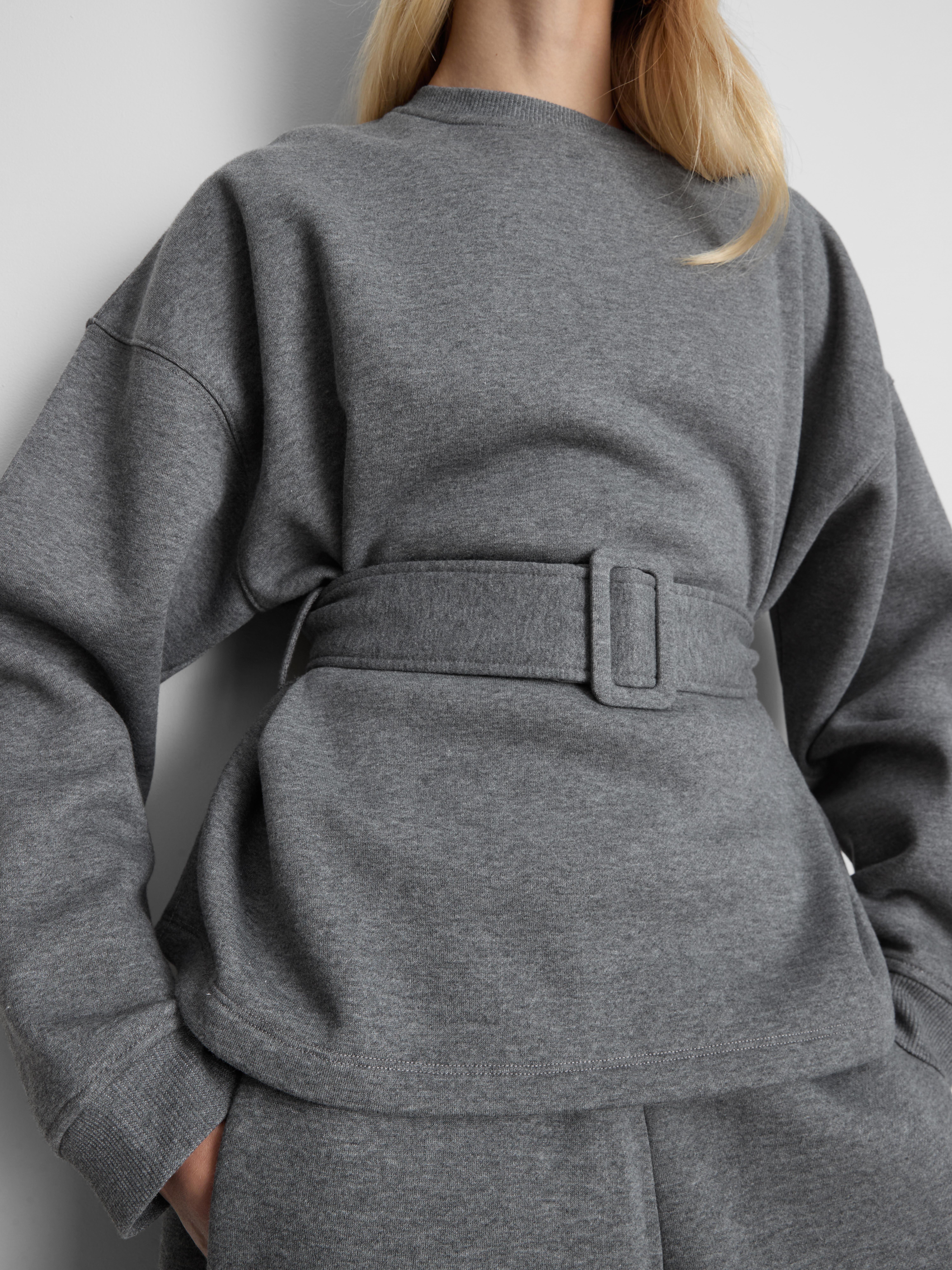 By Coleen Cotton Rich Belted Sweatshirt