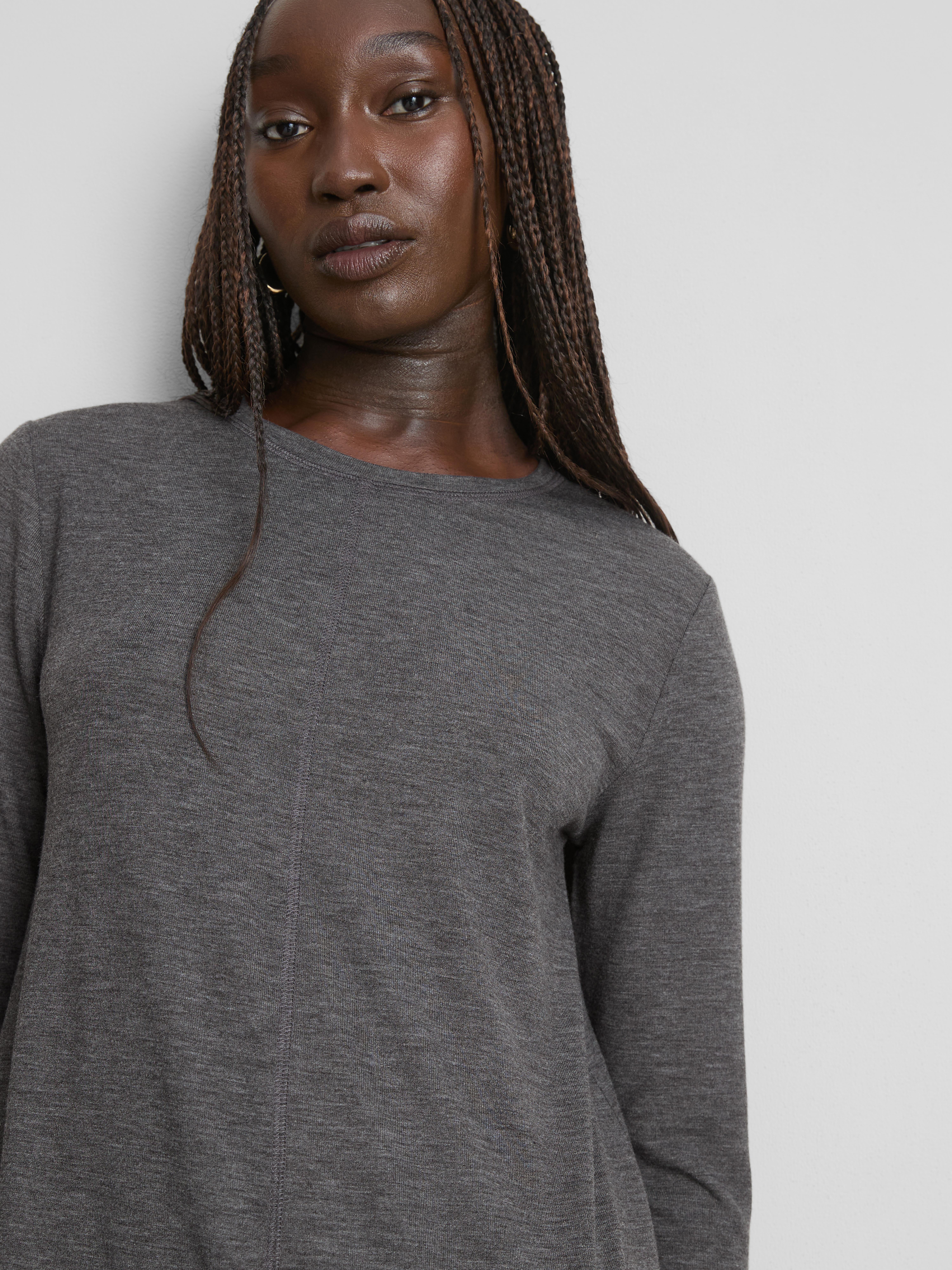 Longline Curved Hem Long Sleeve Top