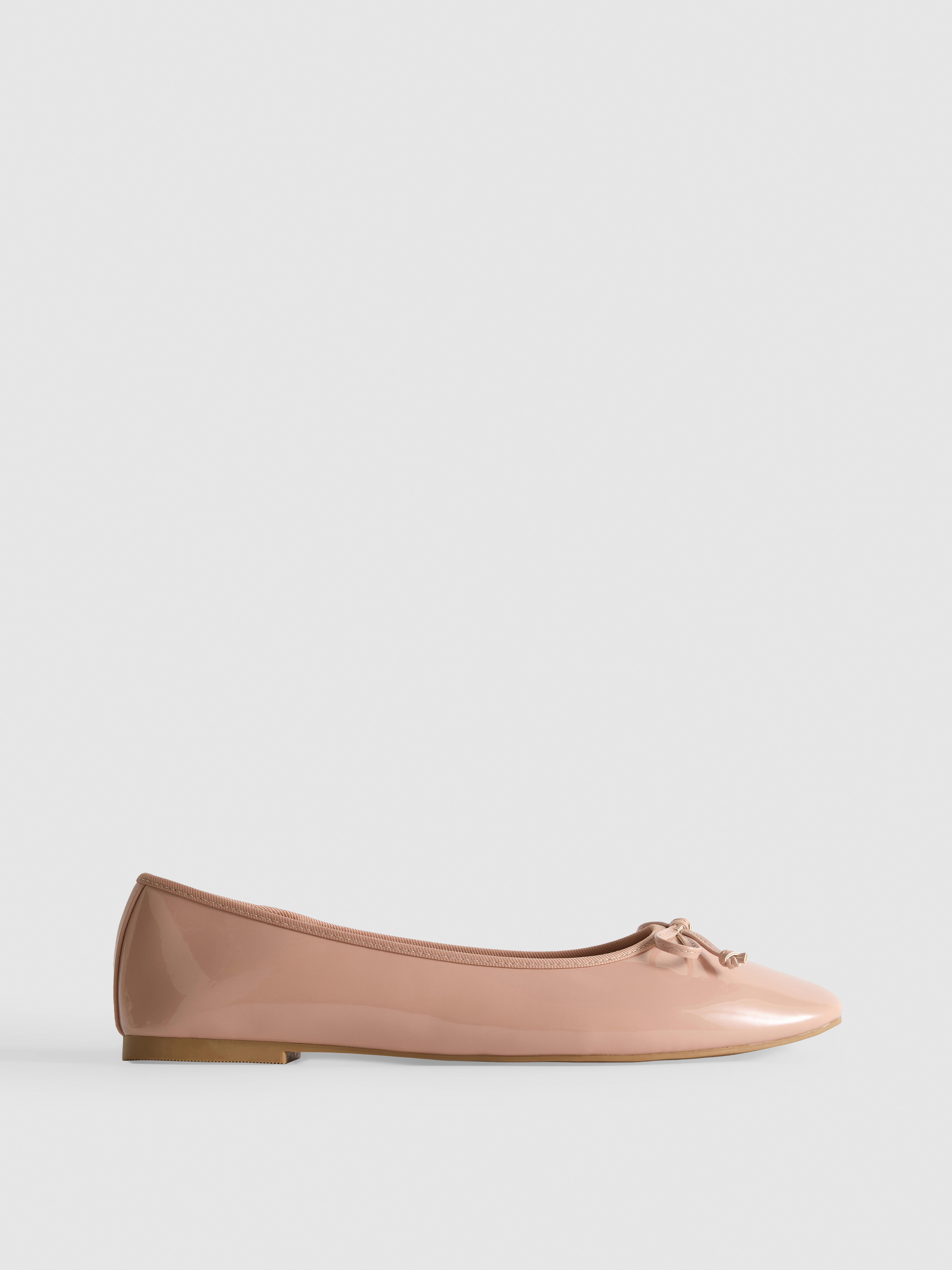 Faux Leather Ballerina Bow Flats