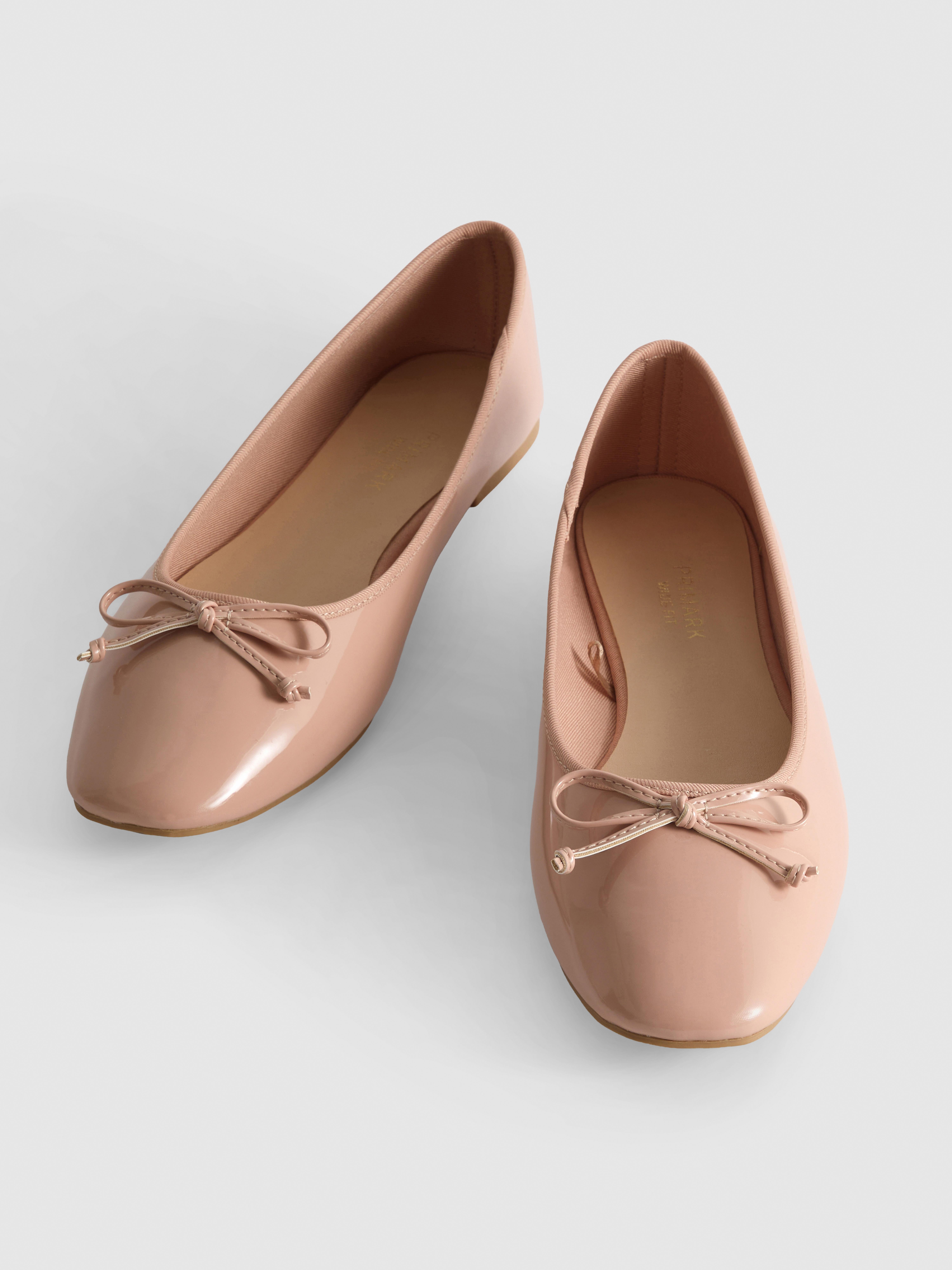 Faux Leather Ballerina Bow Flats