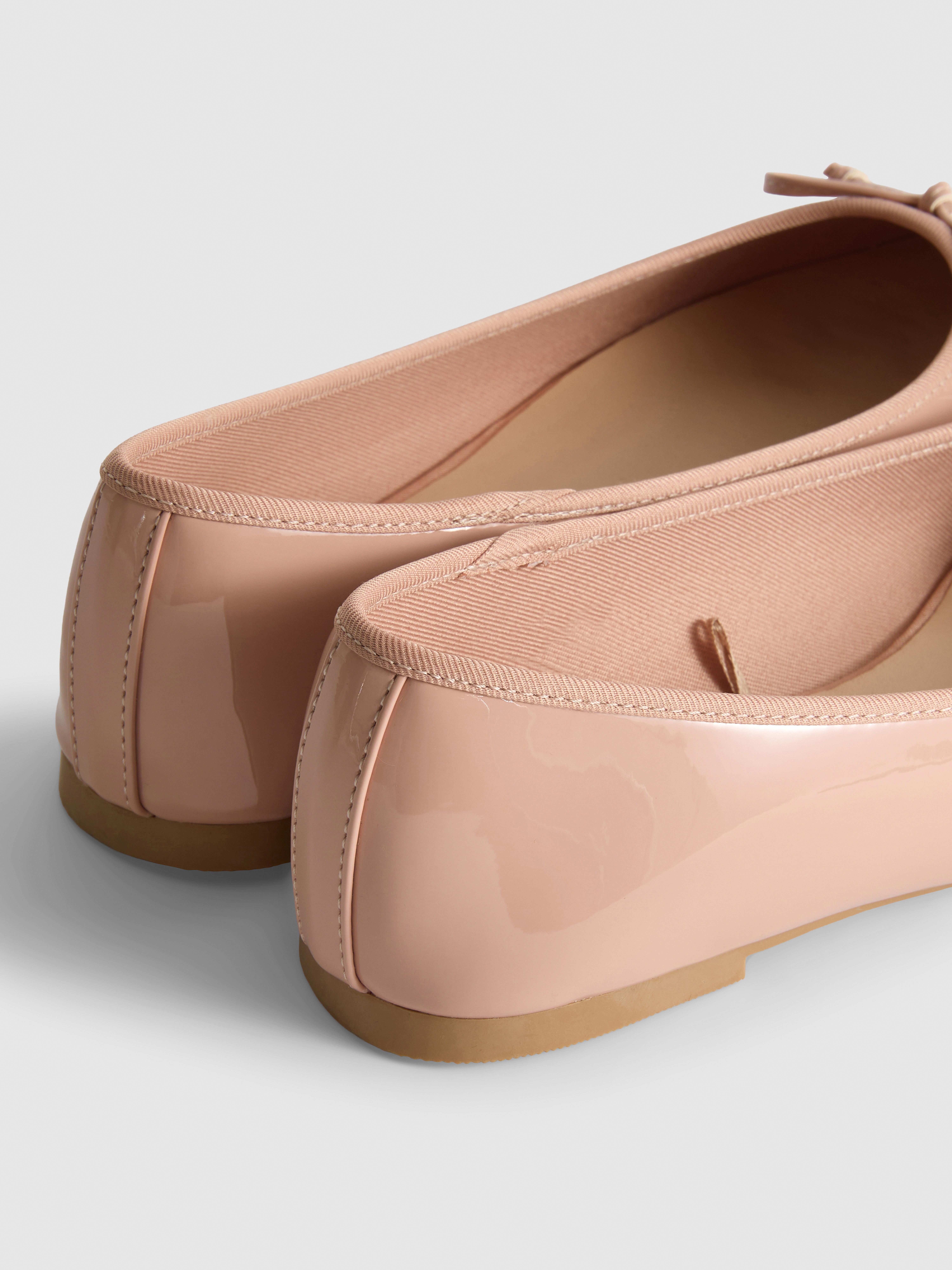 Faux Leather Ballerina Bow Flats