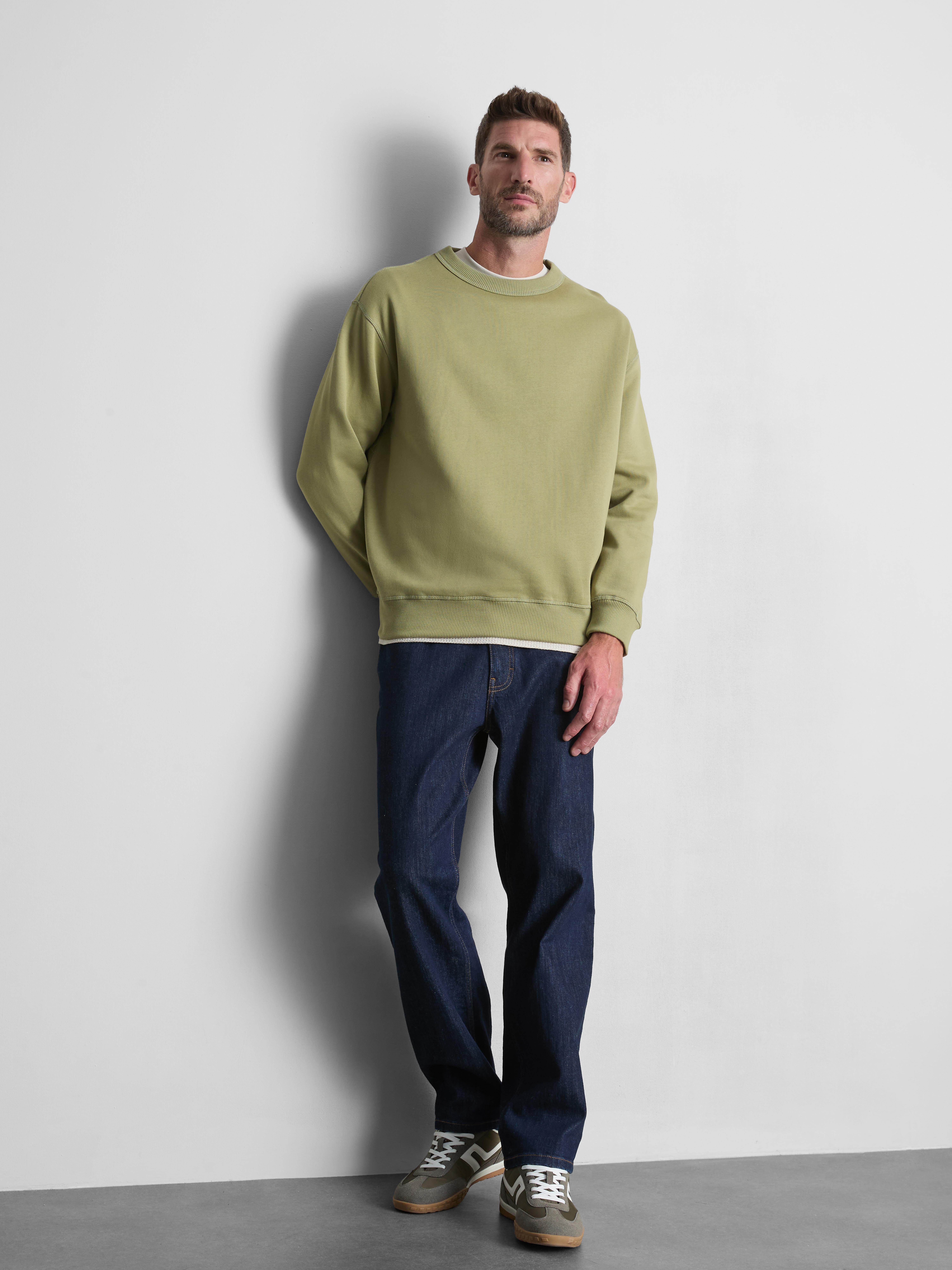 Sweat-shirt oversize en coton à col ras-du-cou Vert