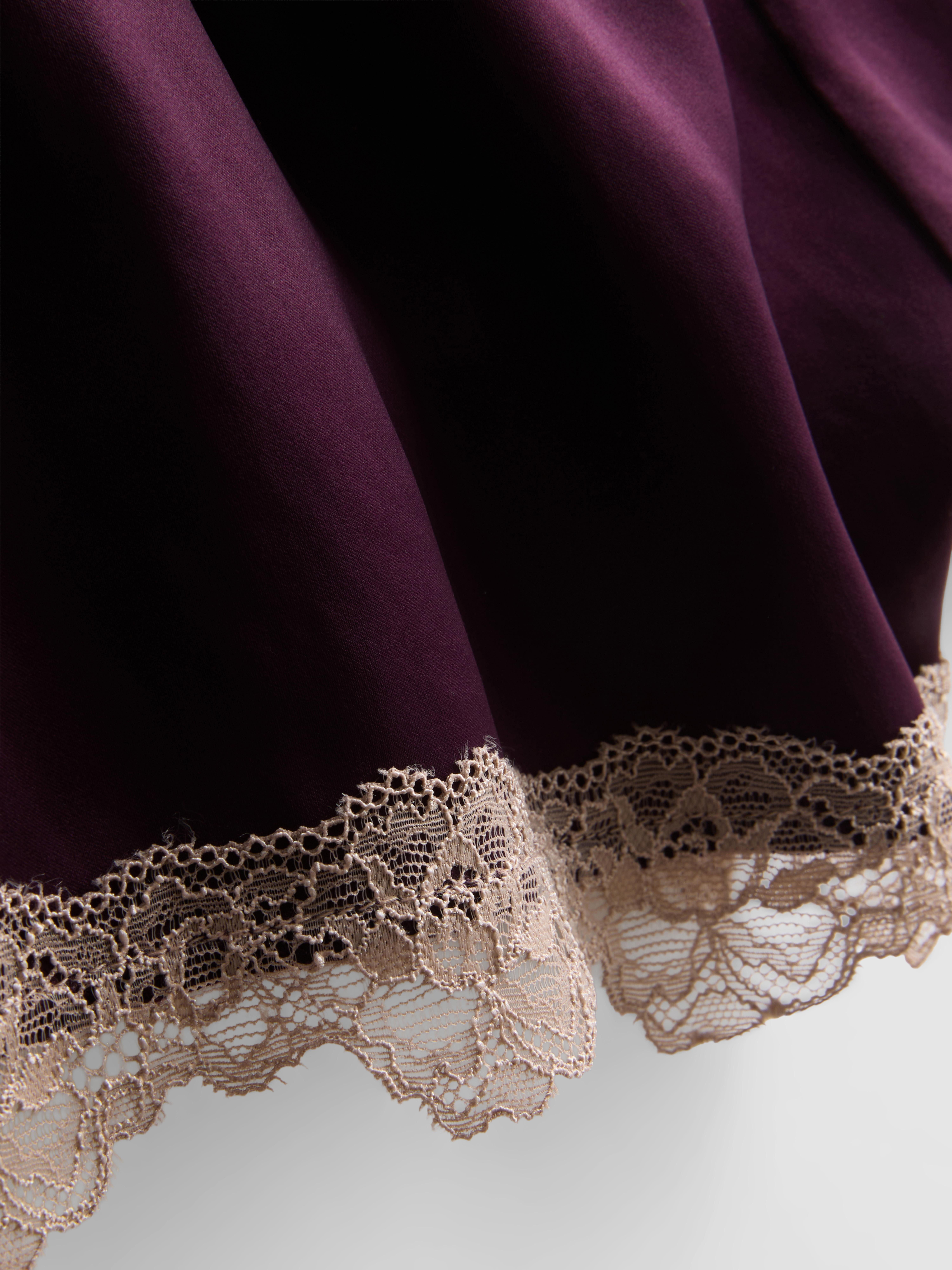 Lace Trim Satin-Look Tap Pants