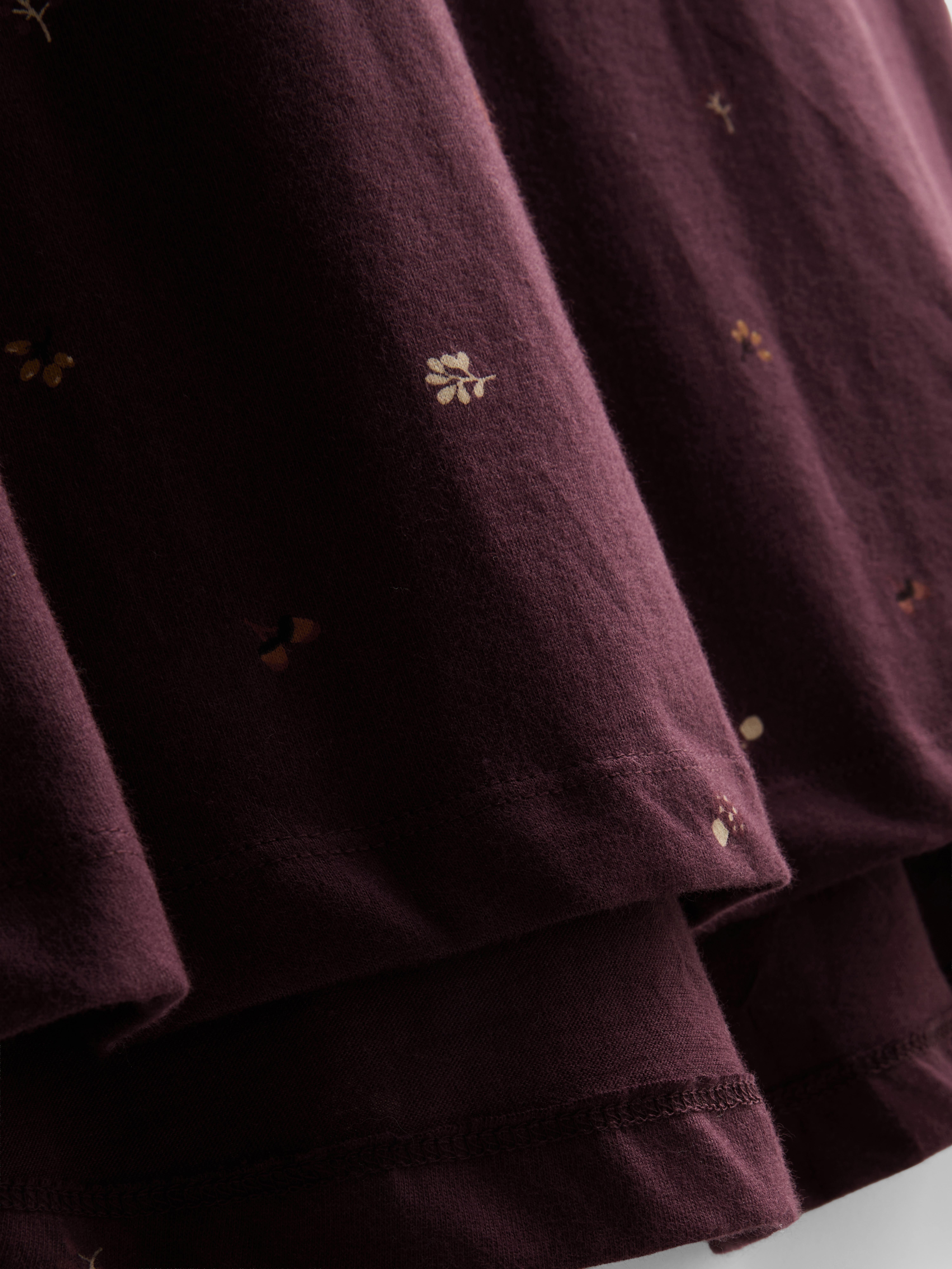 Chemise de nuit imprimée en coton mélangé à col en V