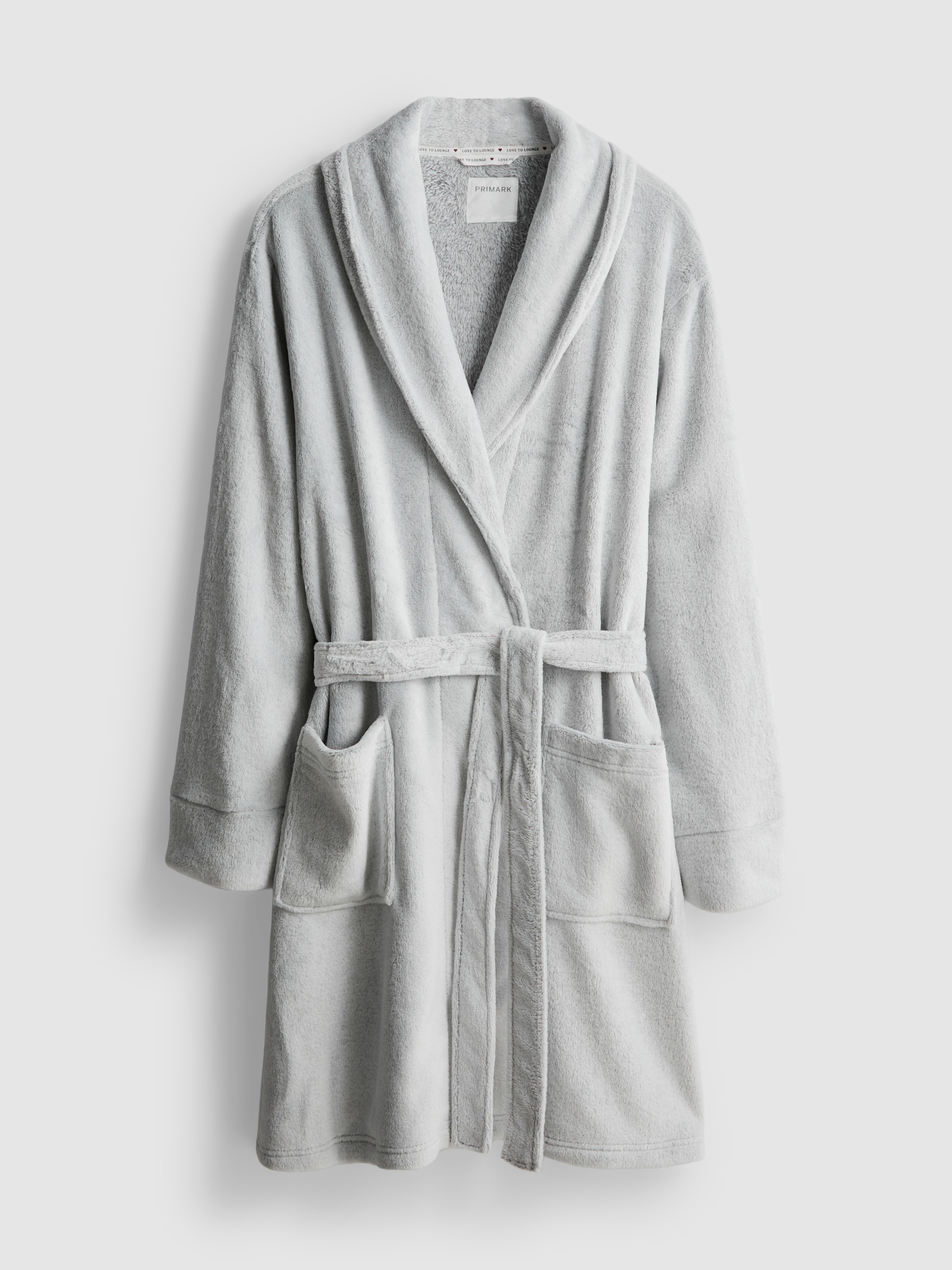 primark grey dressing gown Womens Grey Love To Lounge Plush Midi Dressing Gown