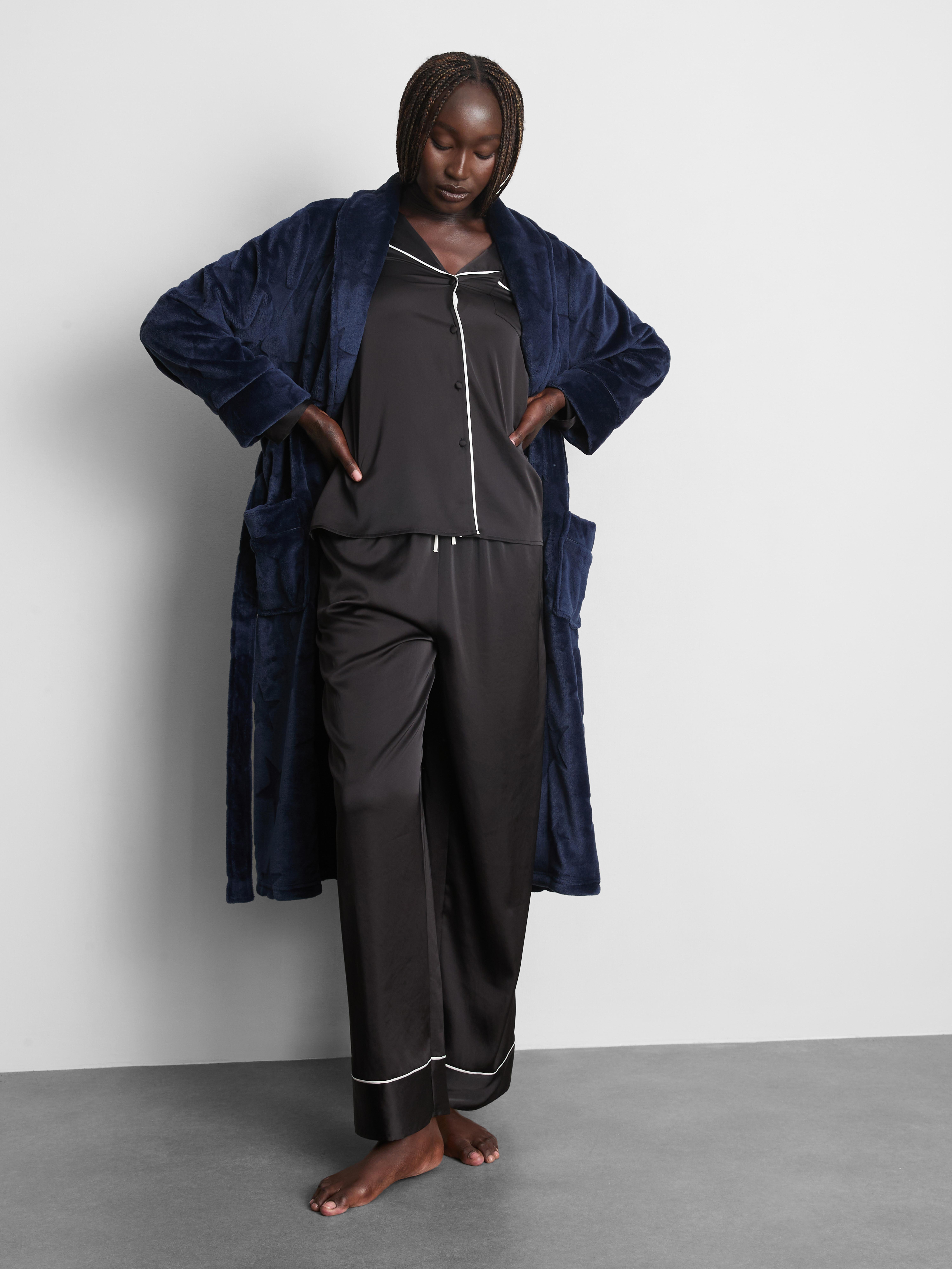 Plush Maxi Dressing Gown Navy