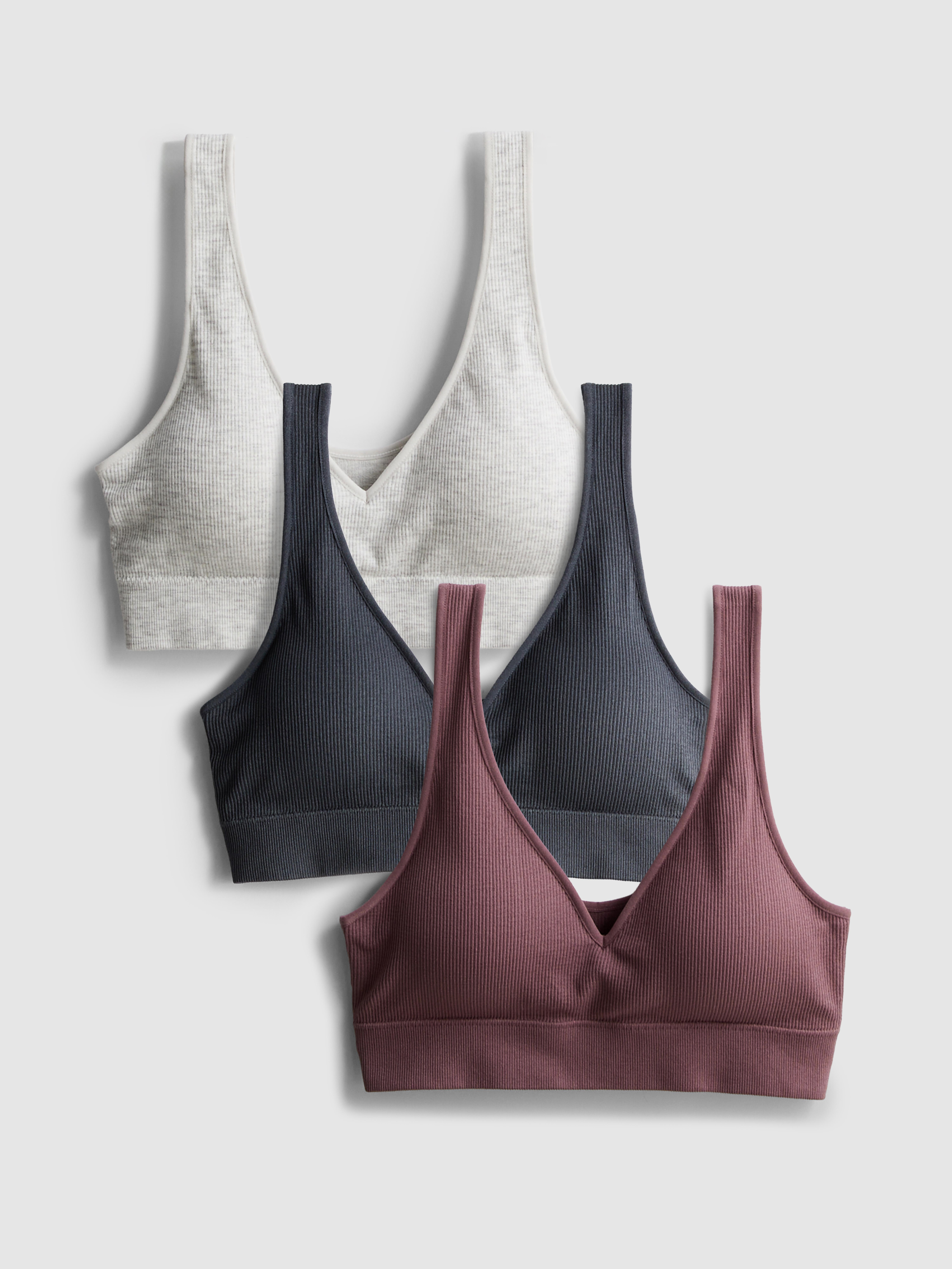 3pk Seamless V-Neck Bralettes