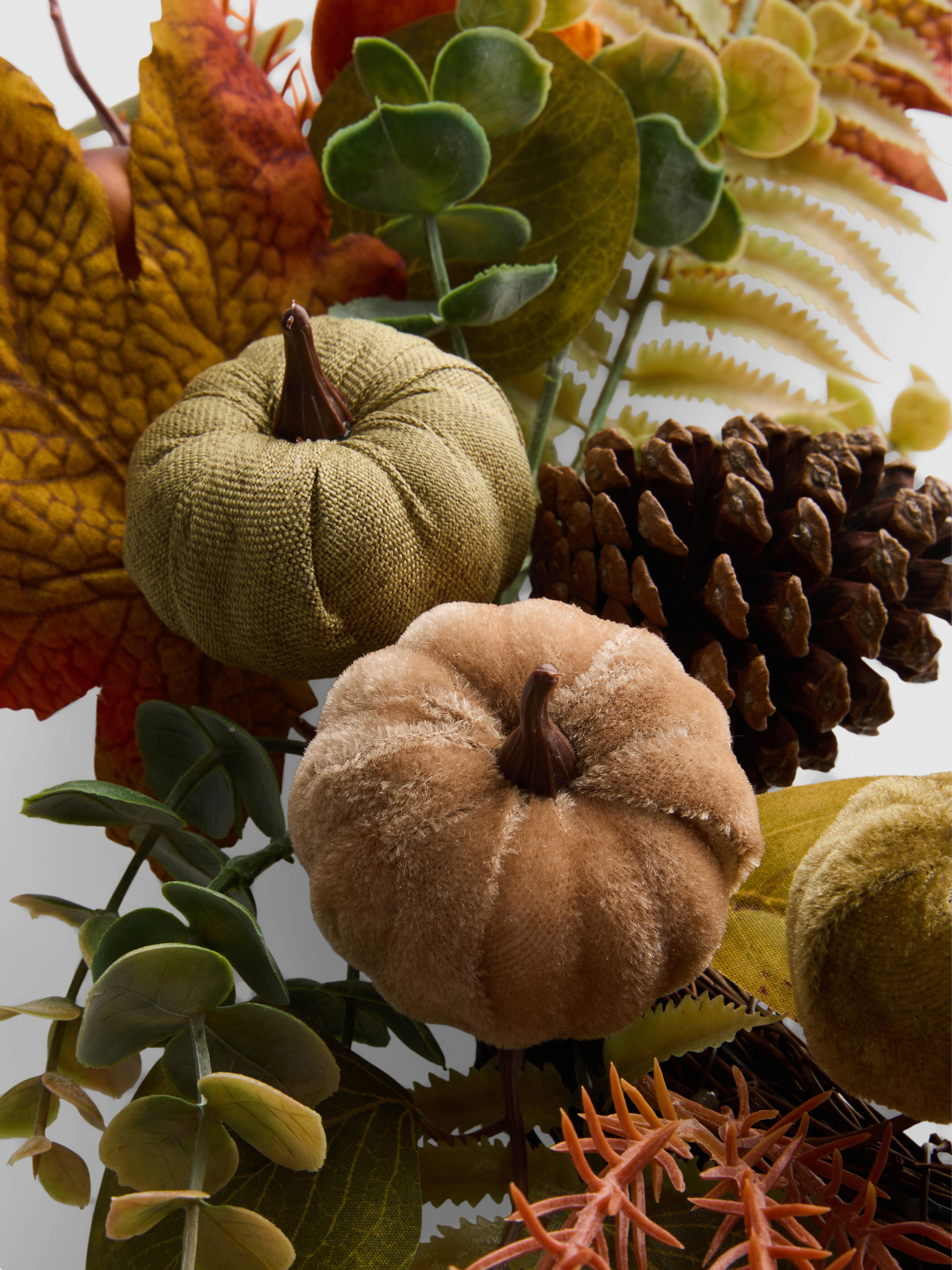 Demi-couronne d'automne à feuilles artificielles