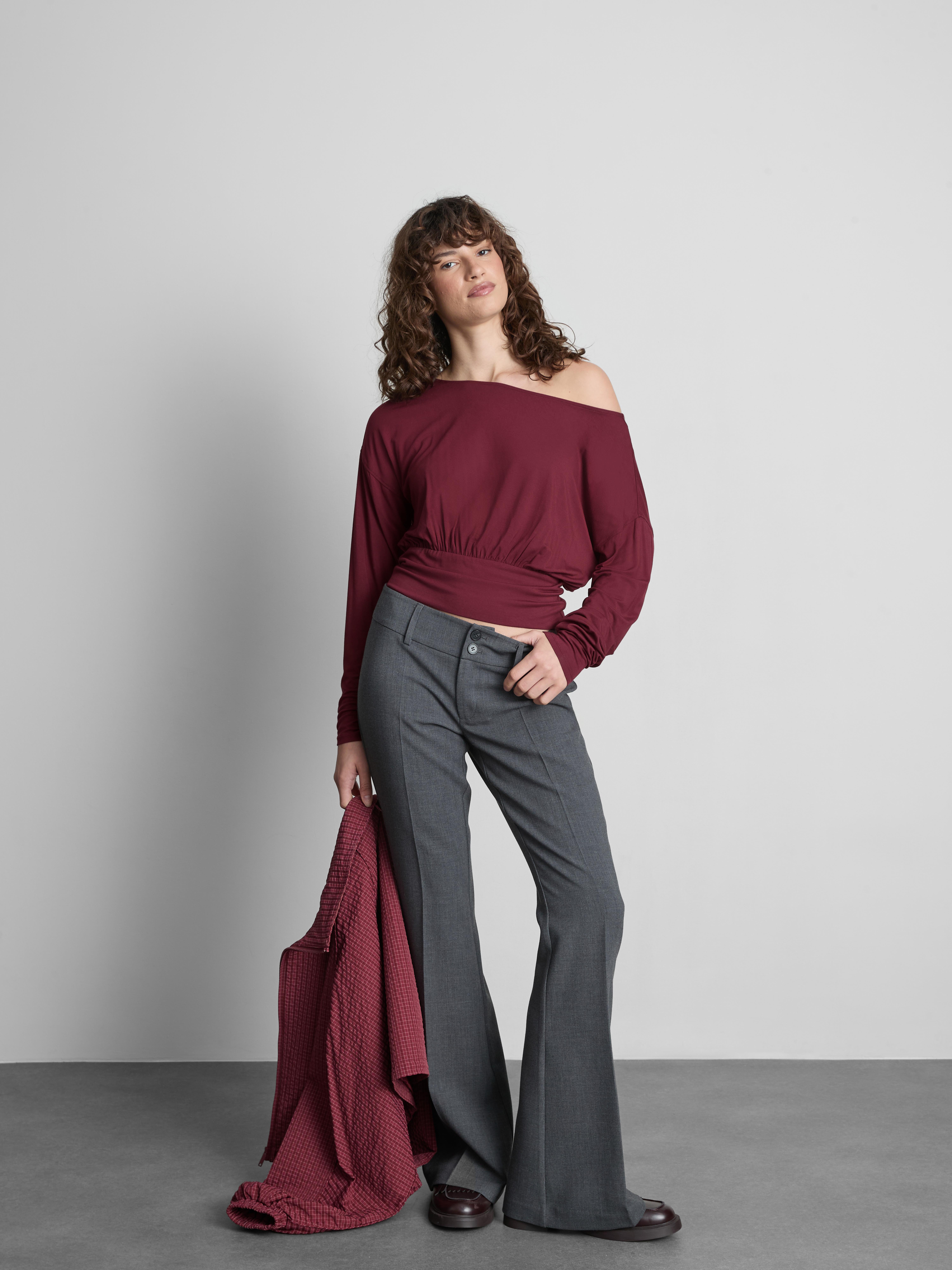The Primark Scene | Long-Sleeve Off-Shoulder Top Wine