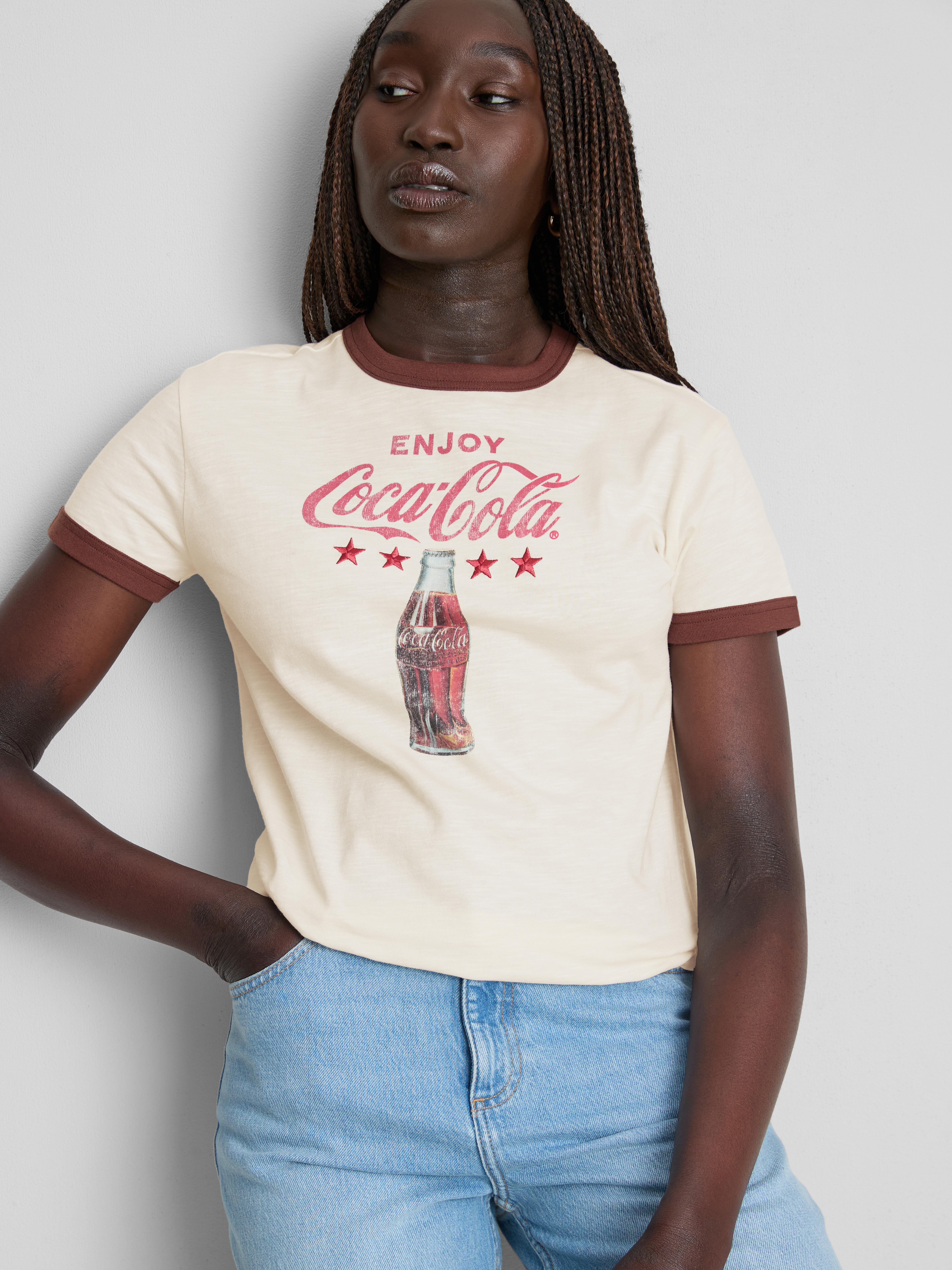 Katoenen T-shirt met contrastbiezen Coca-Cola