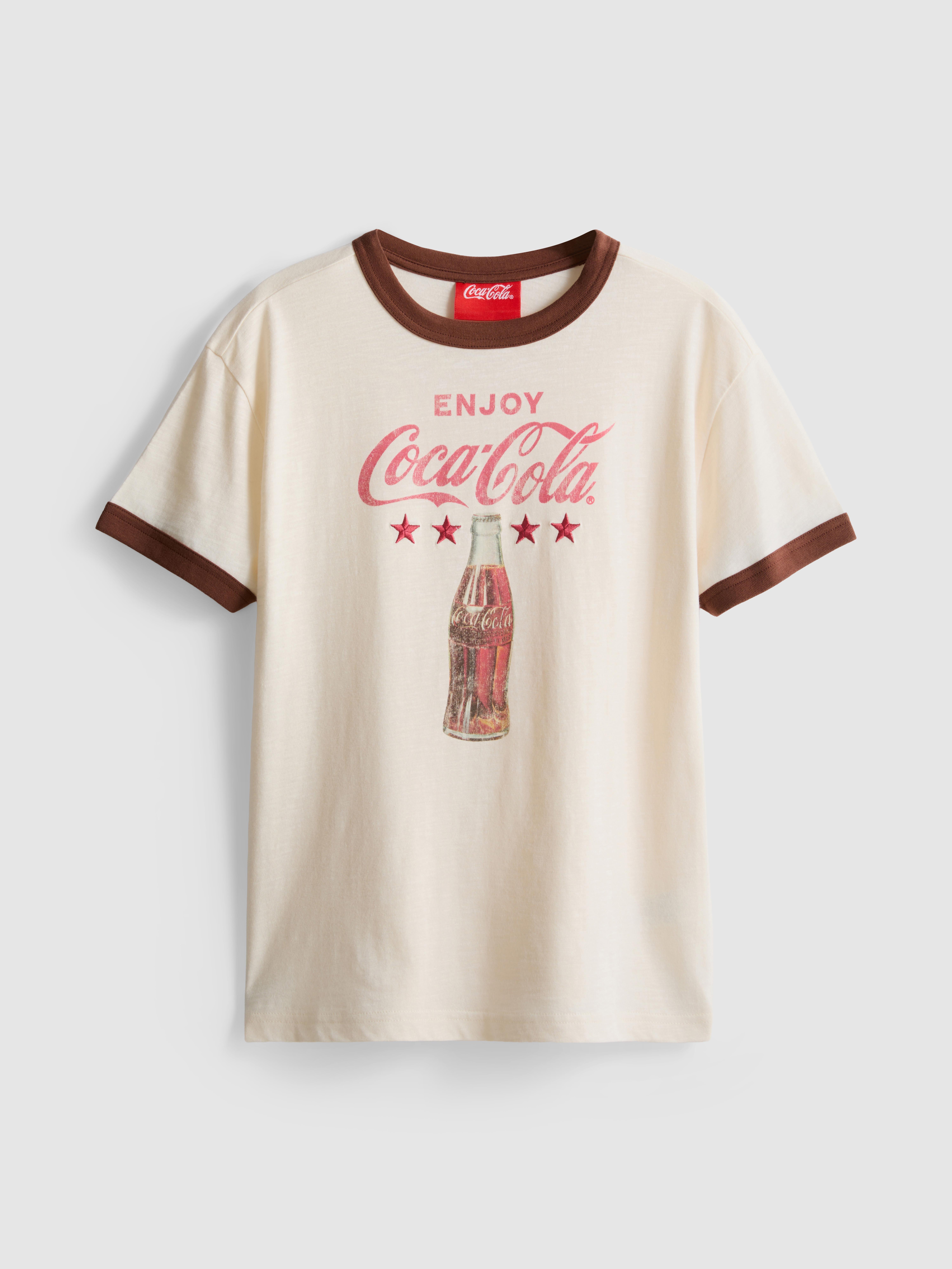 Katoenen T-shirt met contrastbiezen Coca-Cola