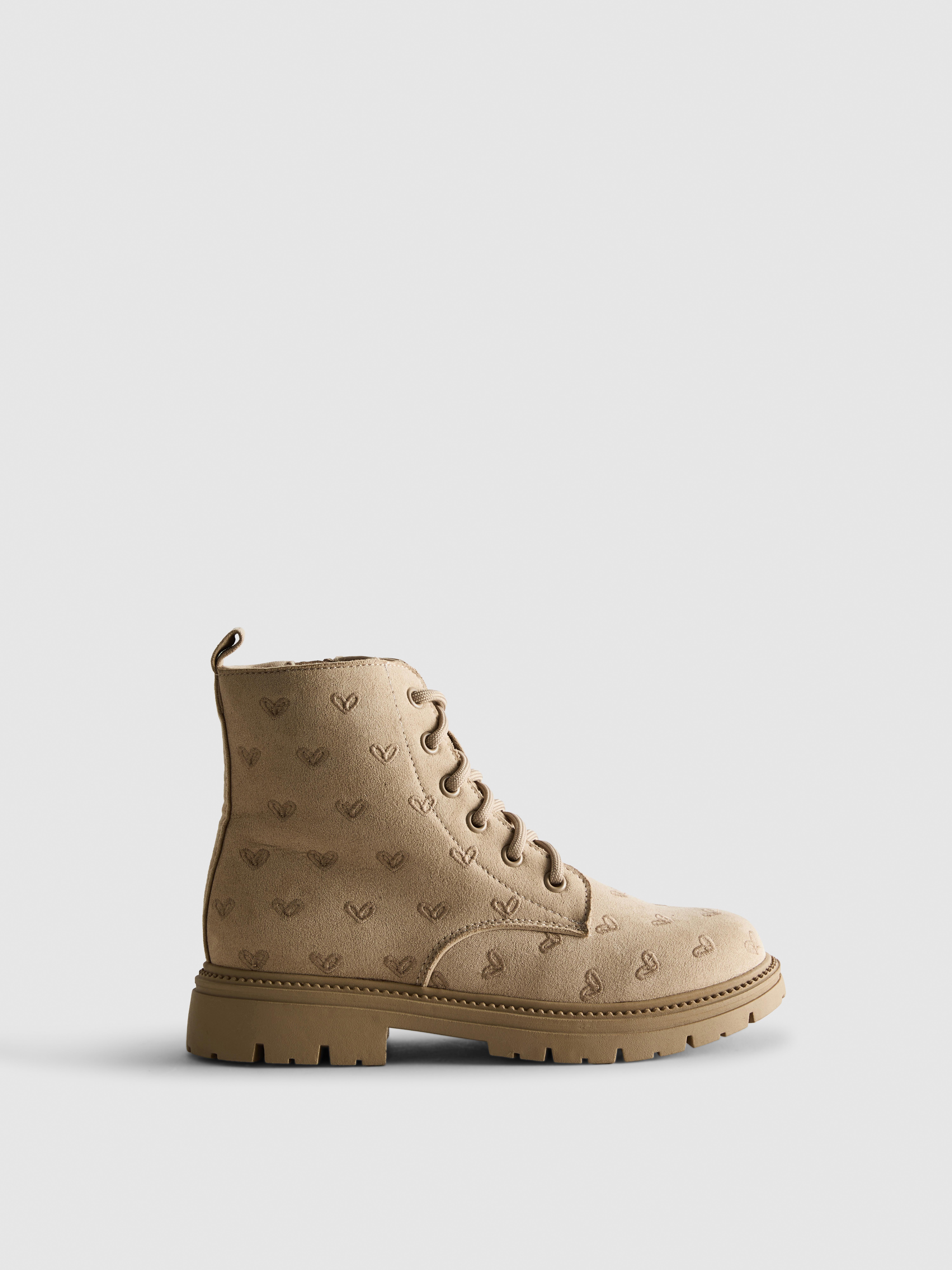 Embroidered Lace-Up Ankle Boots