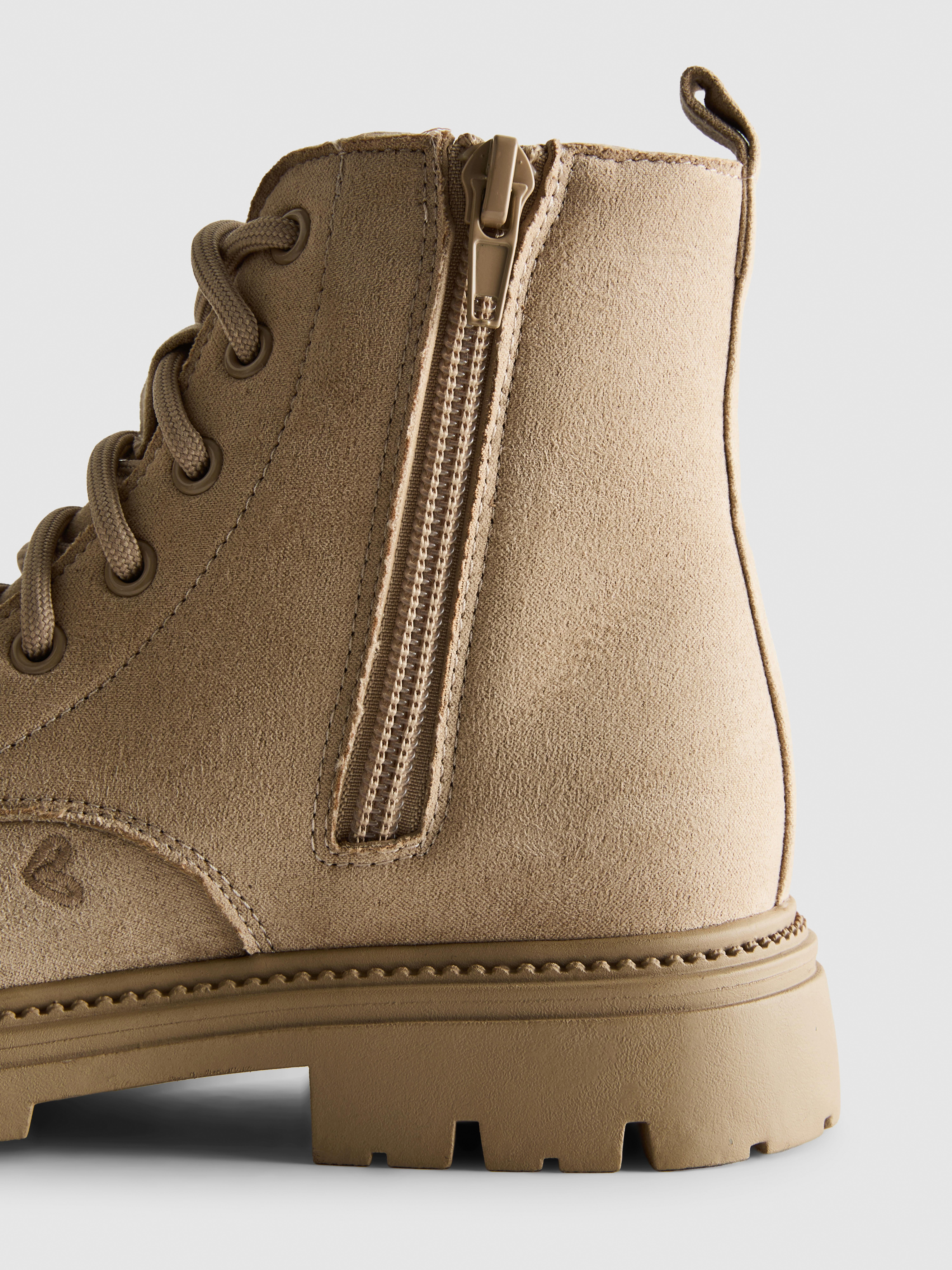 Embroidered Lace-Up Ankle Boots