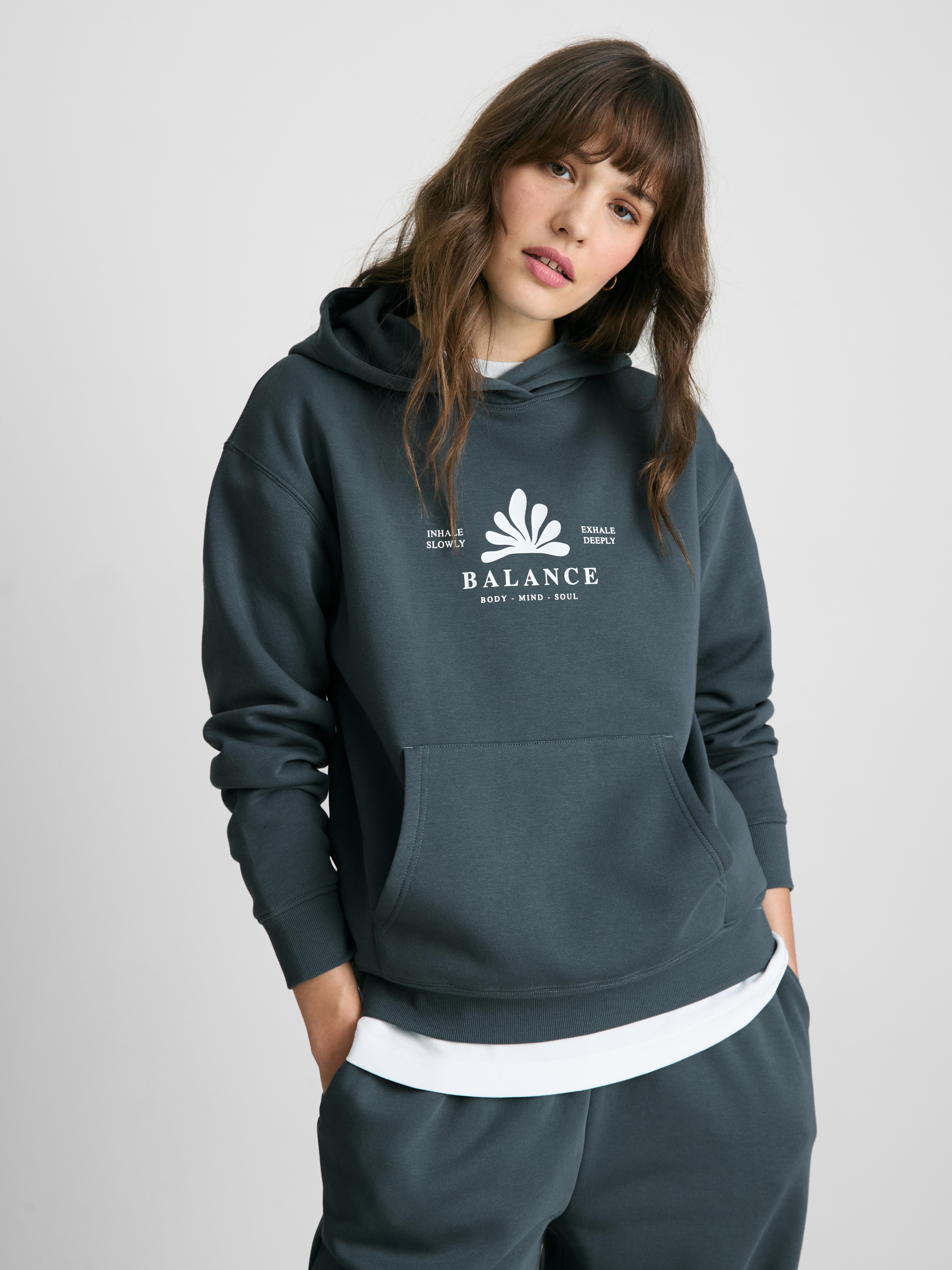 Sudadera con capucha estampada en mezcla de algodón