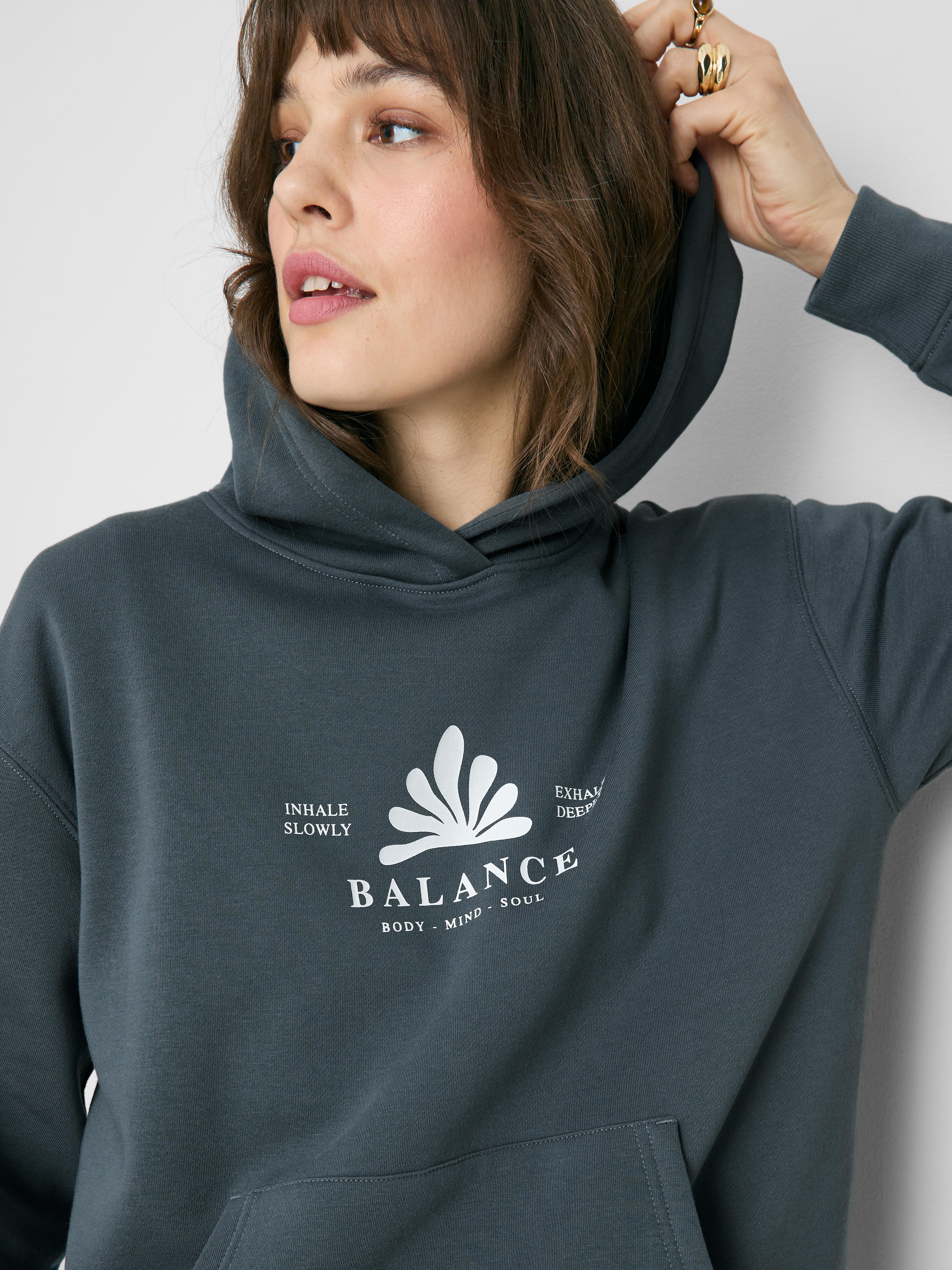 Sudadera con capucha estampada en mezcla de algodón