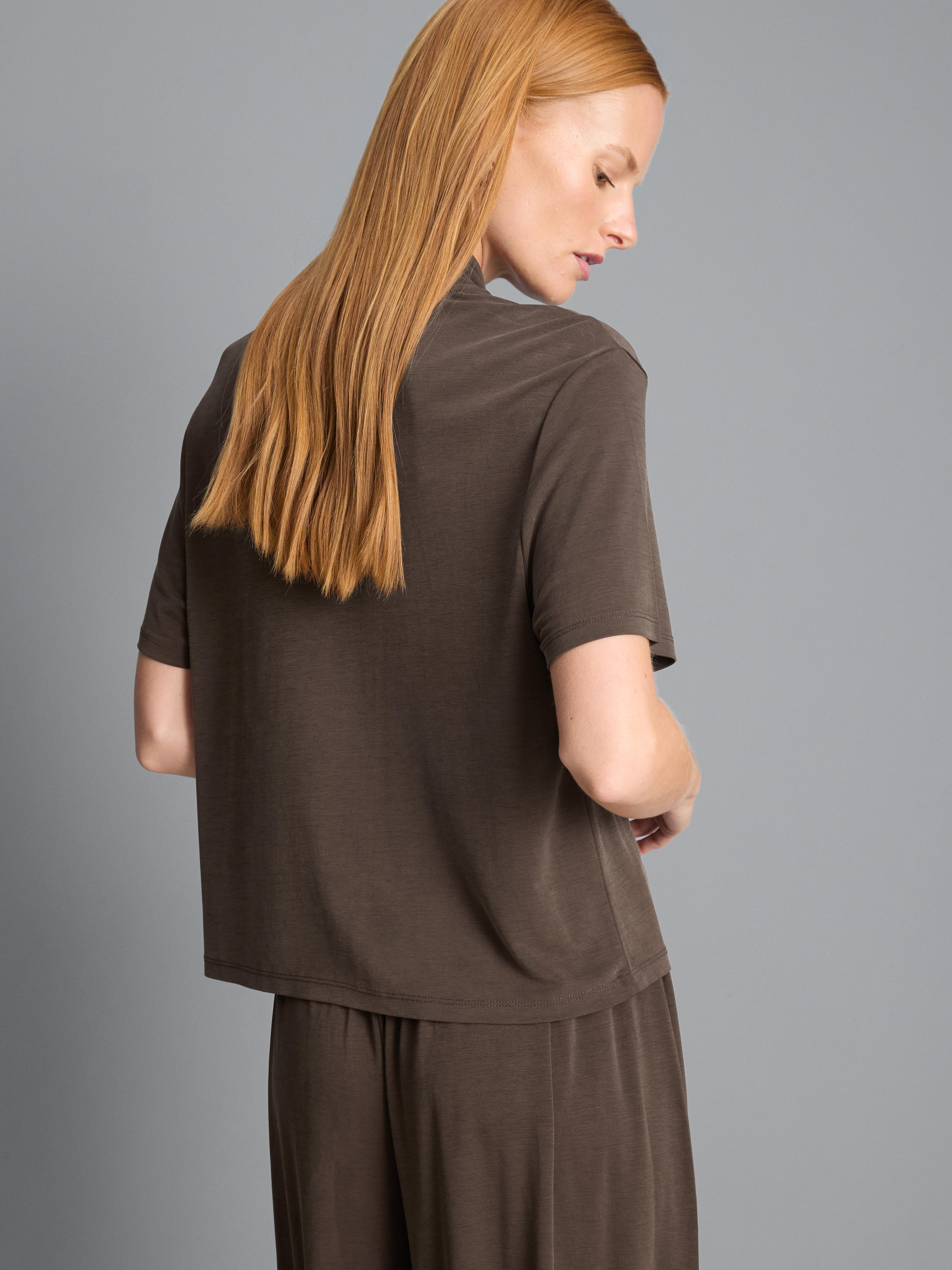 Jersey T-shirt met strikhals
