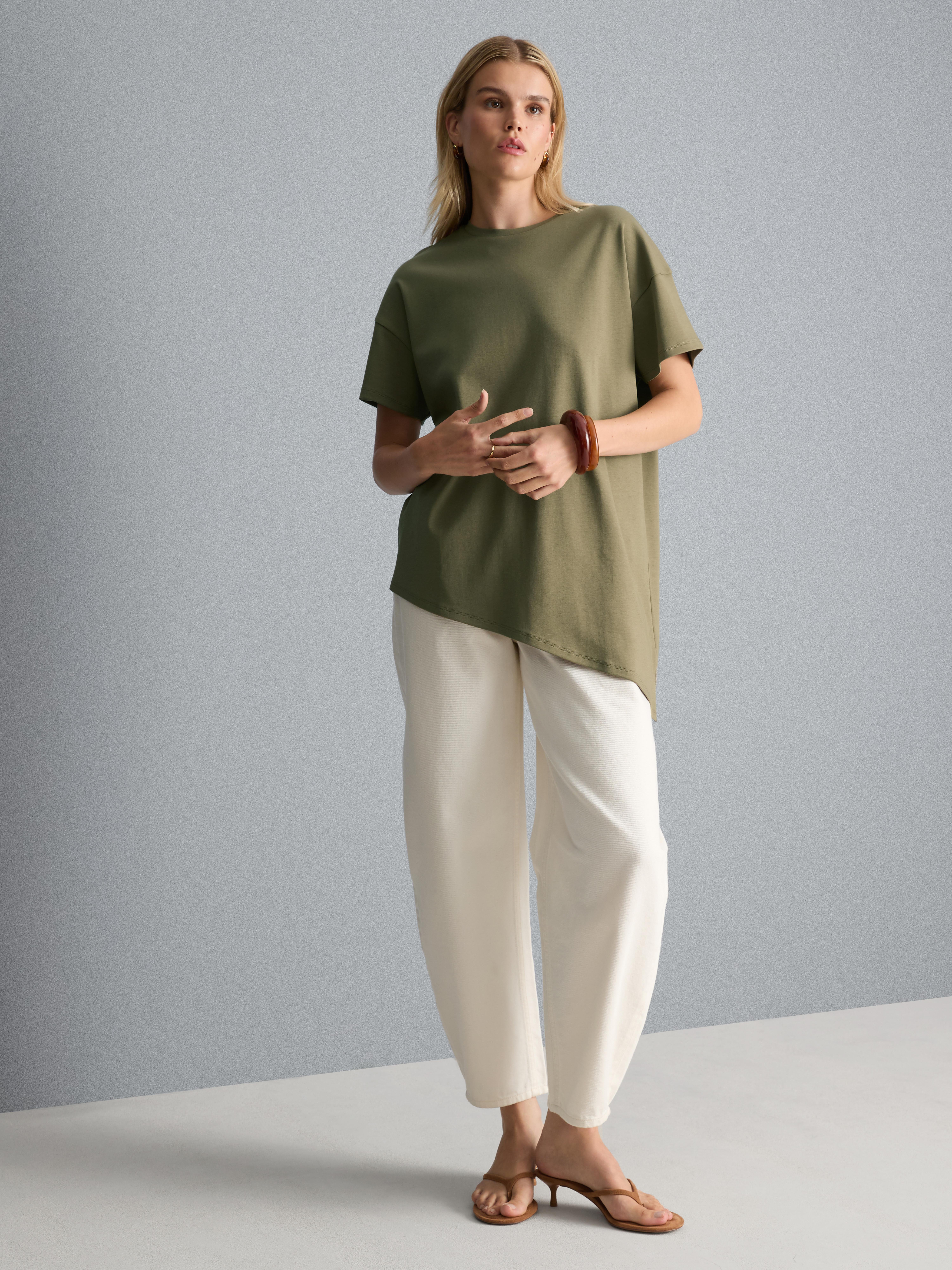 Cotton Asymmetric Longline Tee