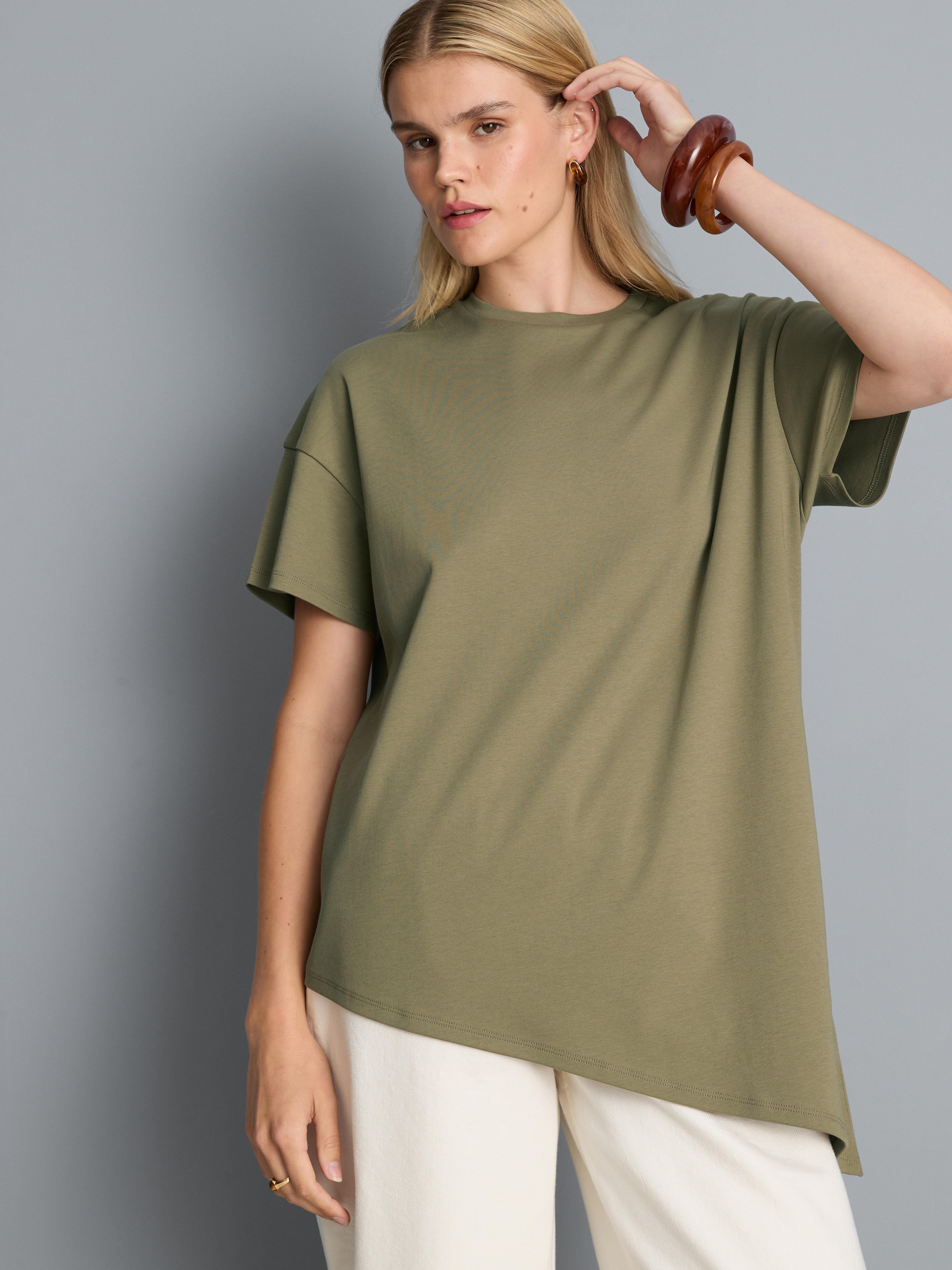 Cotton Asymmetric Longline Tee