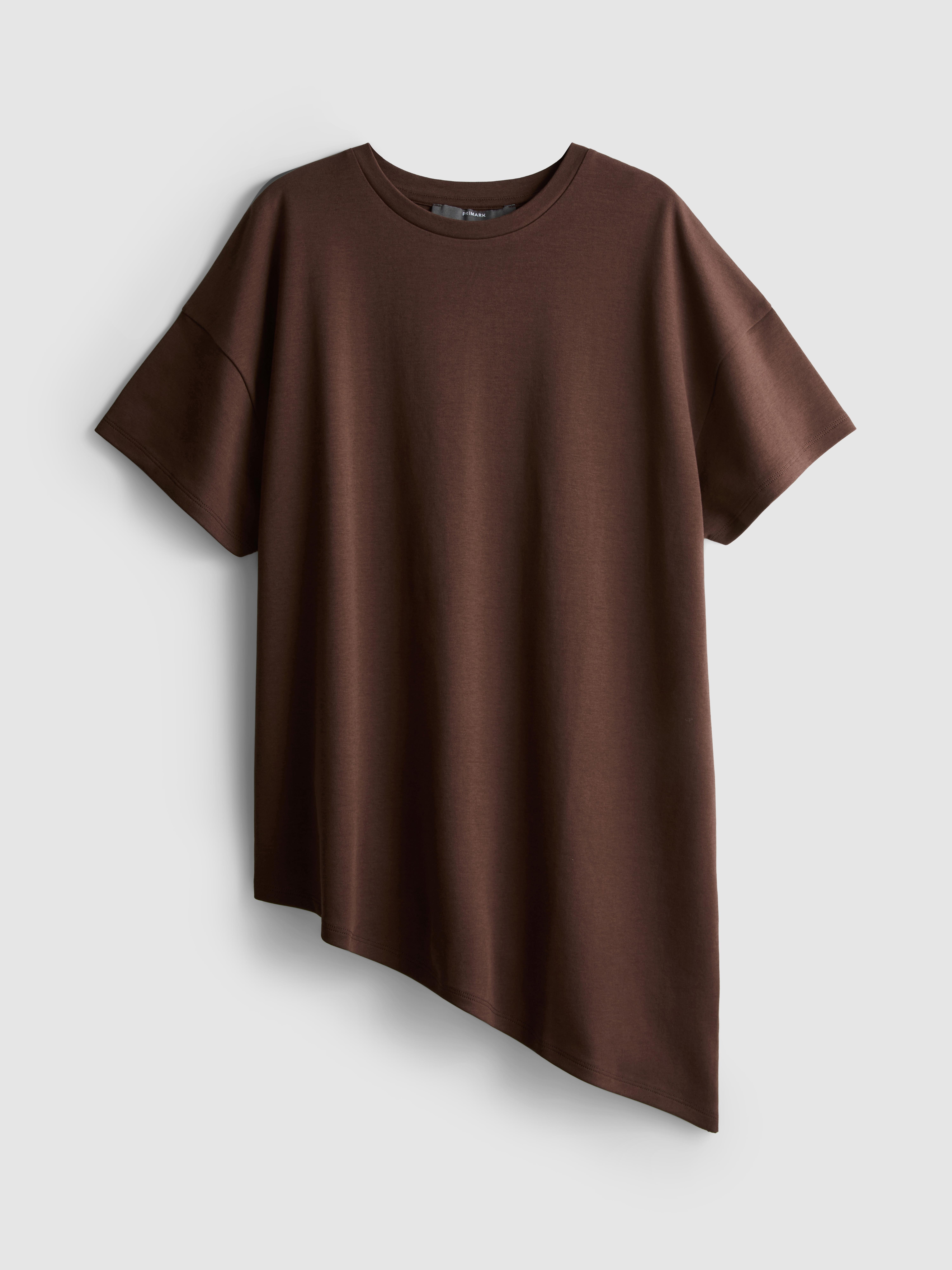 Lang asymmetrisch katoenen T-shirt