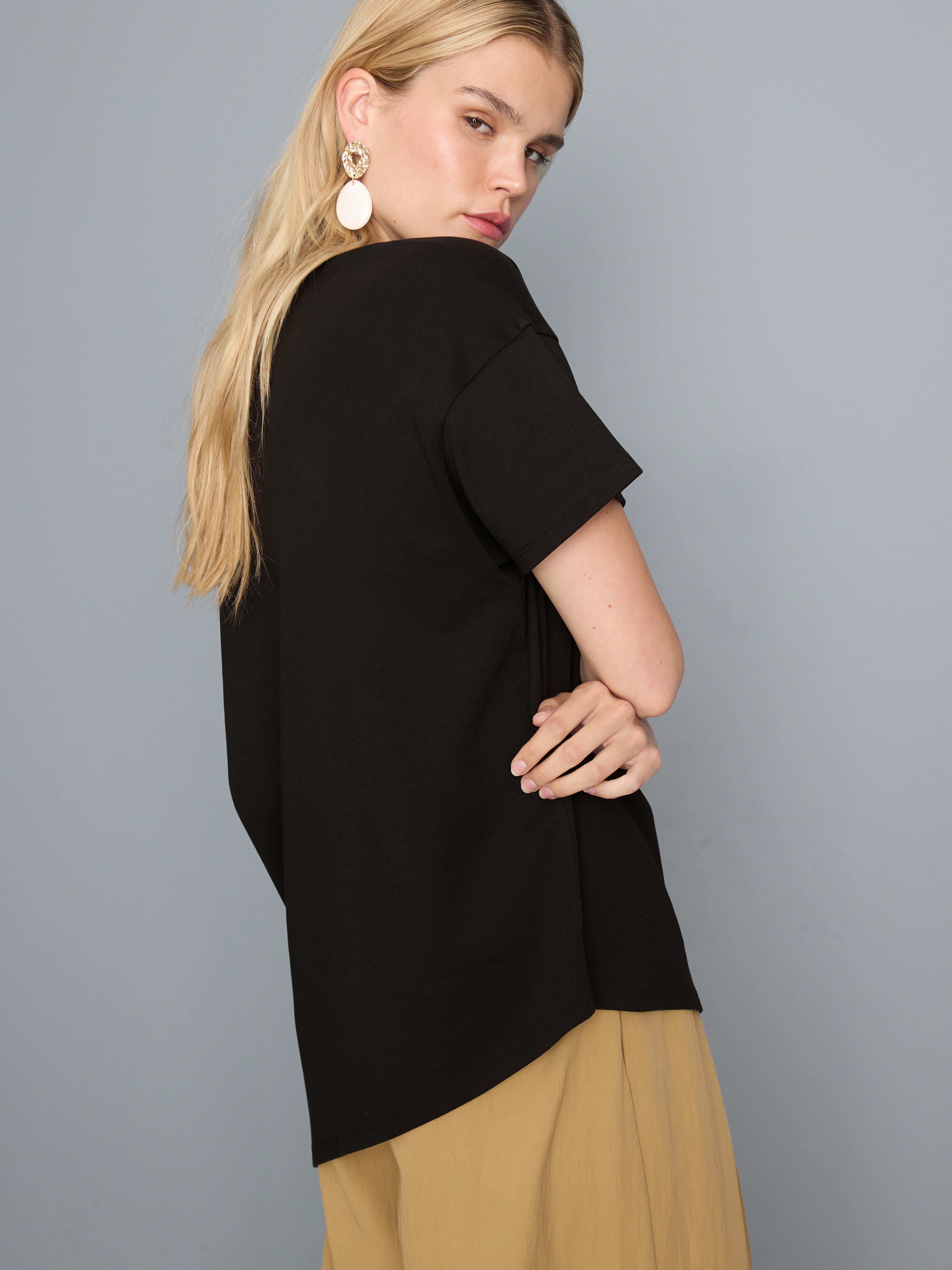 Cotton Asymmetric Longline Tee