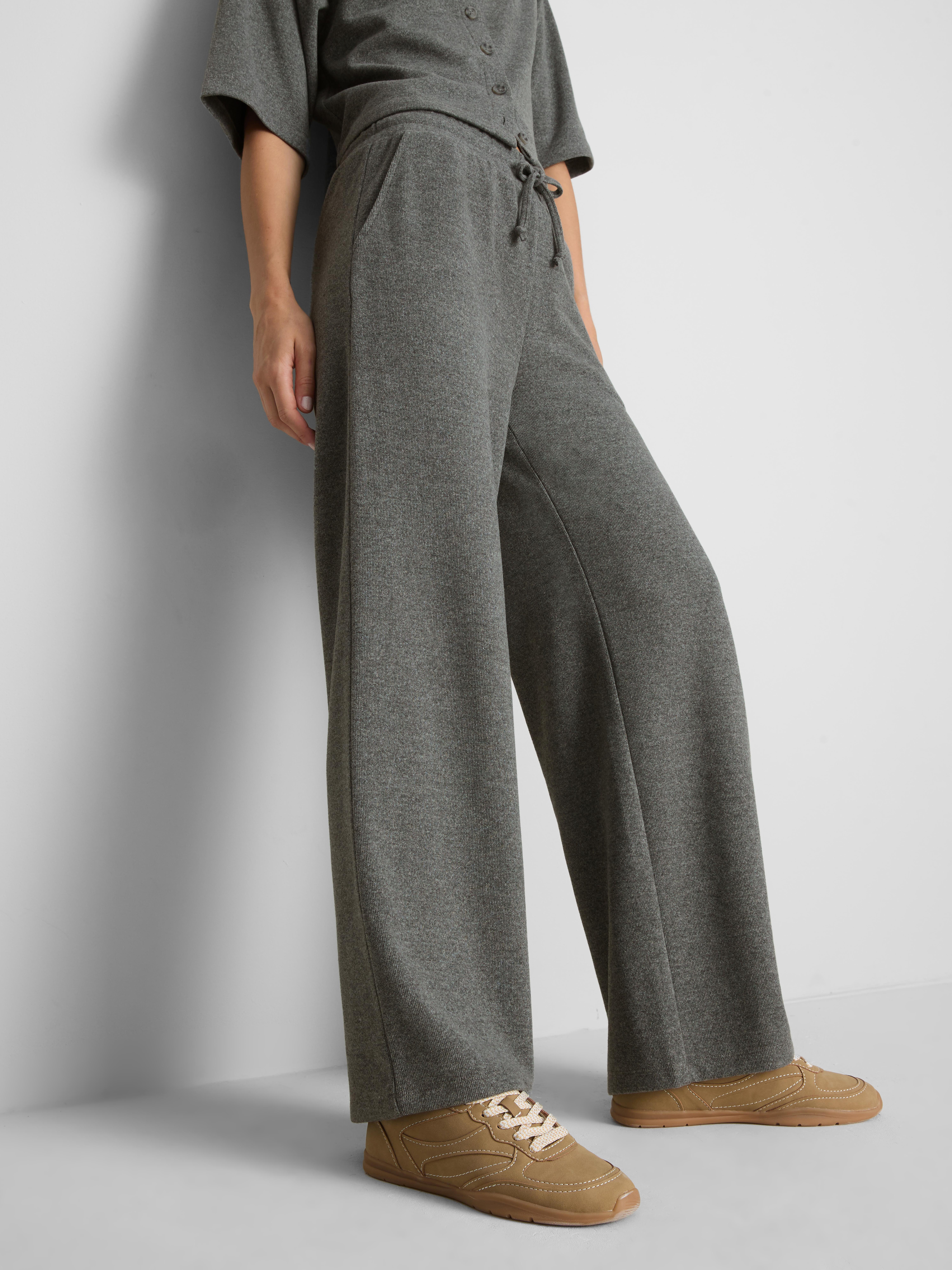Cotton Blend Cozy Wide Leg Joggers