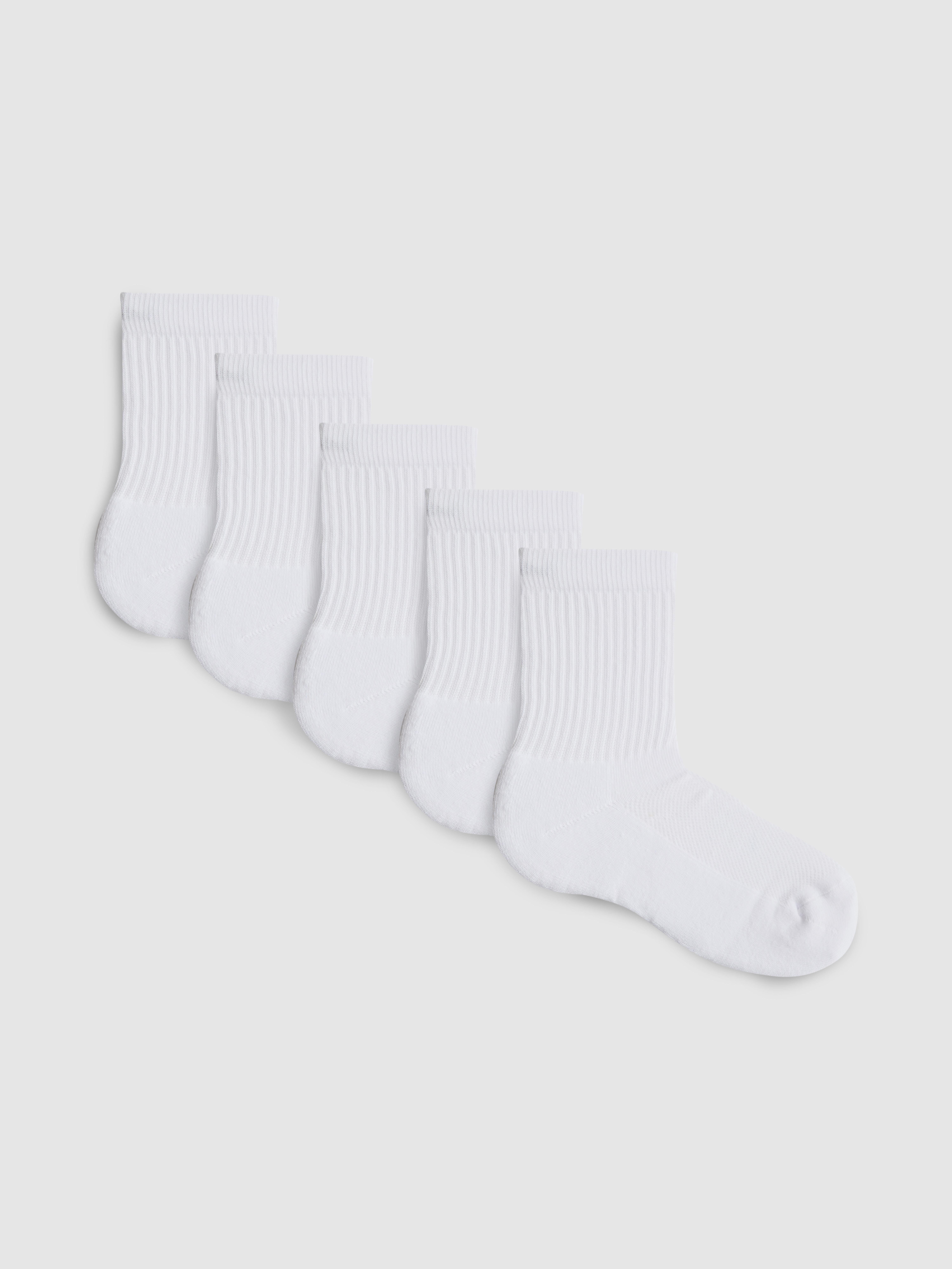 5pk Cotton-Rich Ribbed Crew Socks