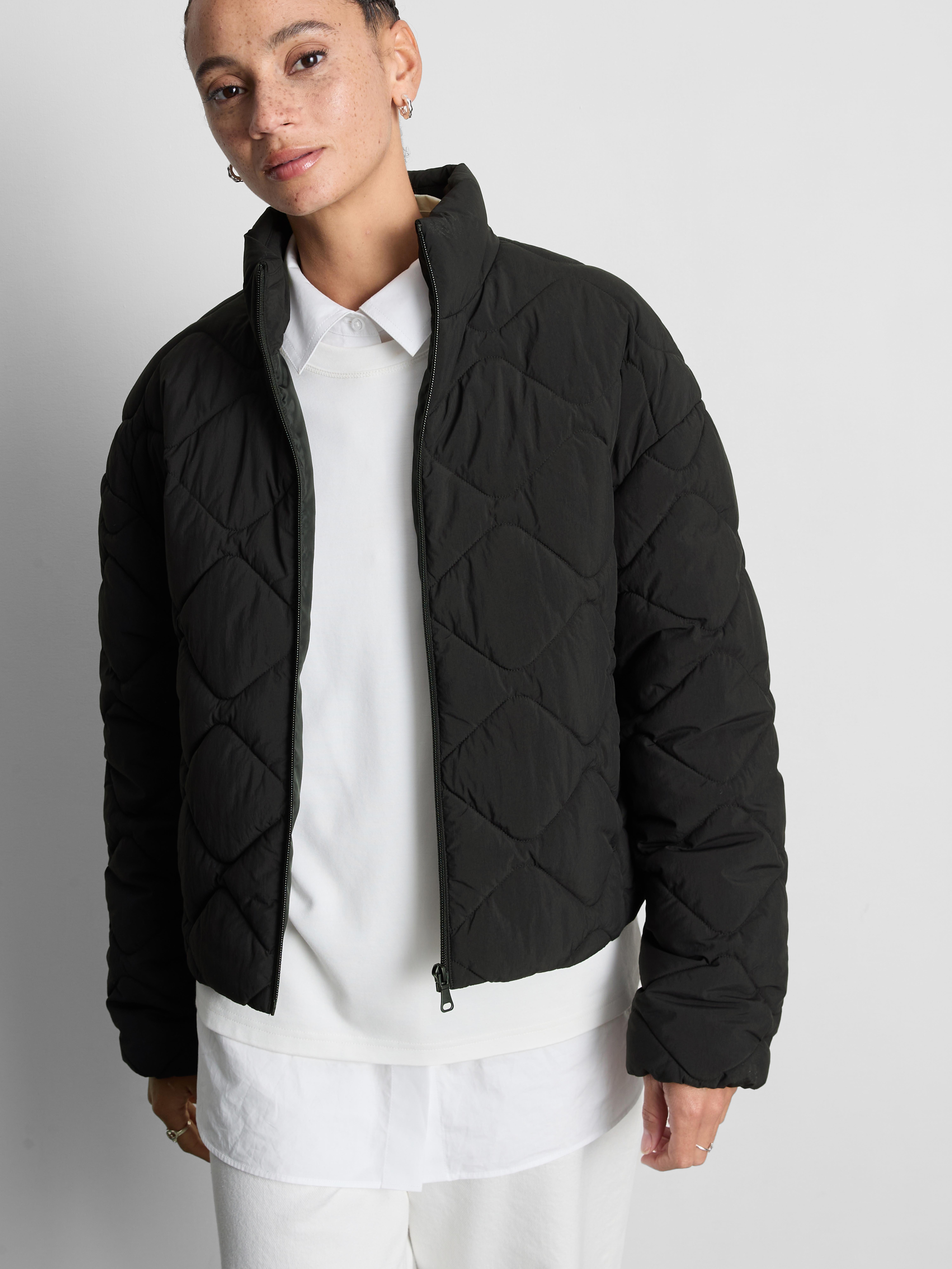 Quilted Funnel Neck Jacket