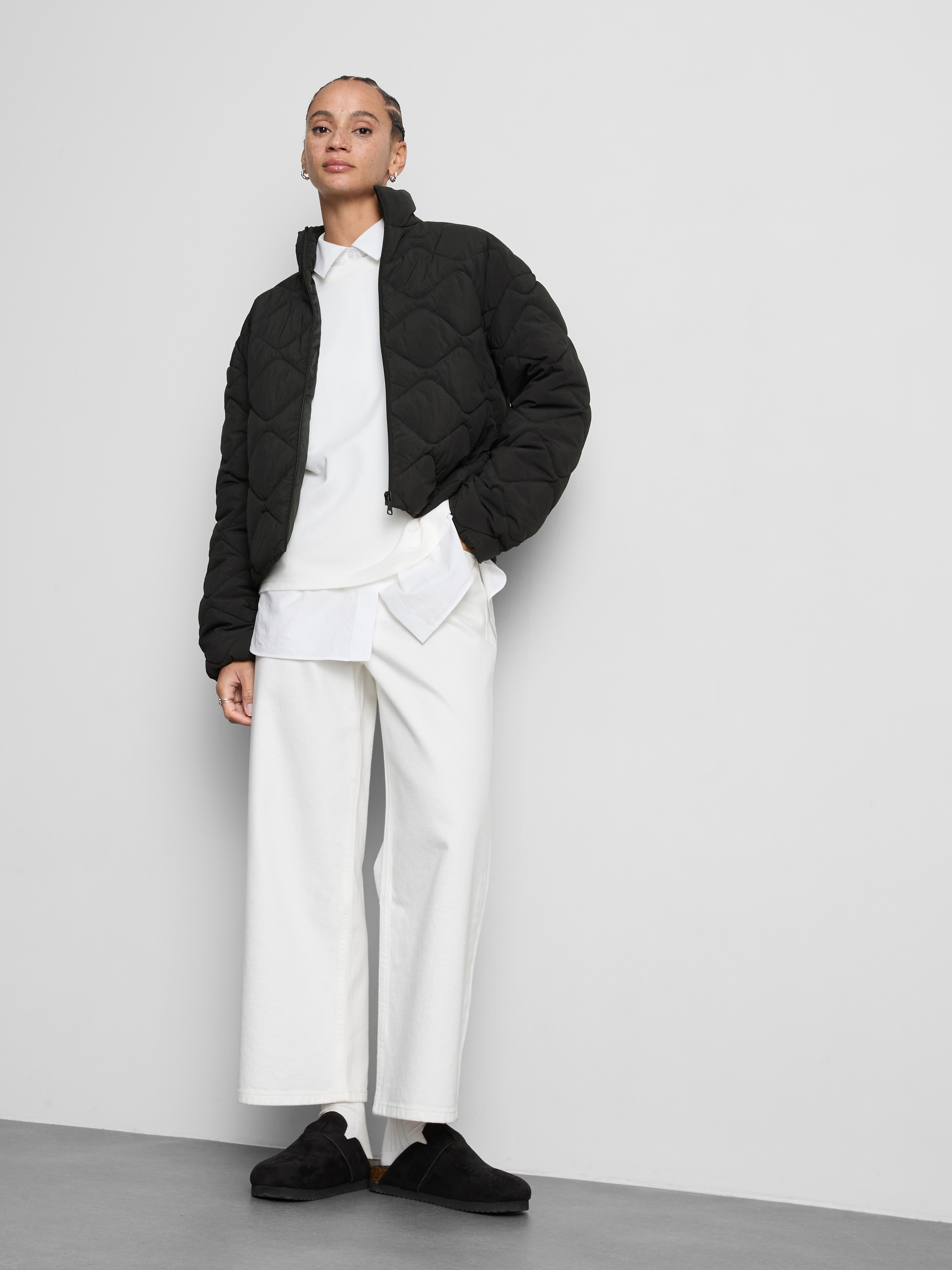 Quilted Funnel Neck Jacket