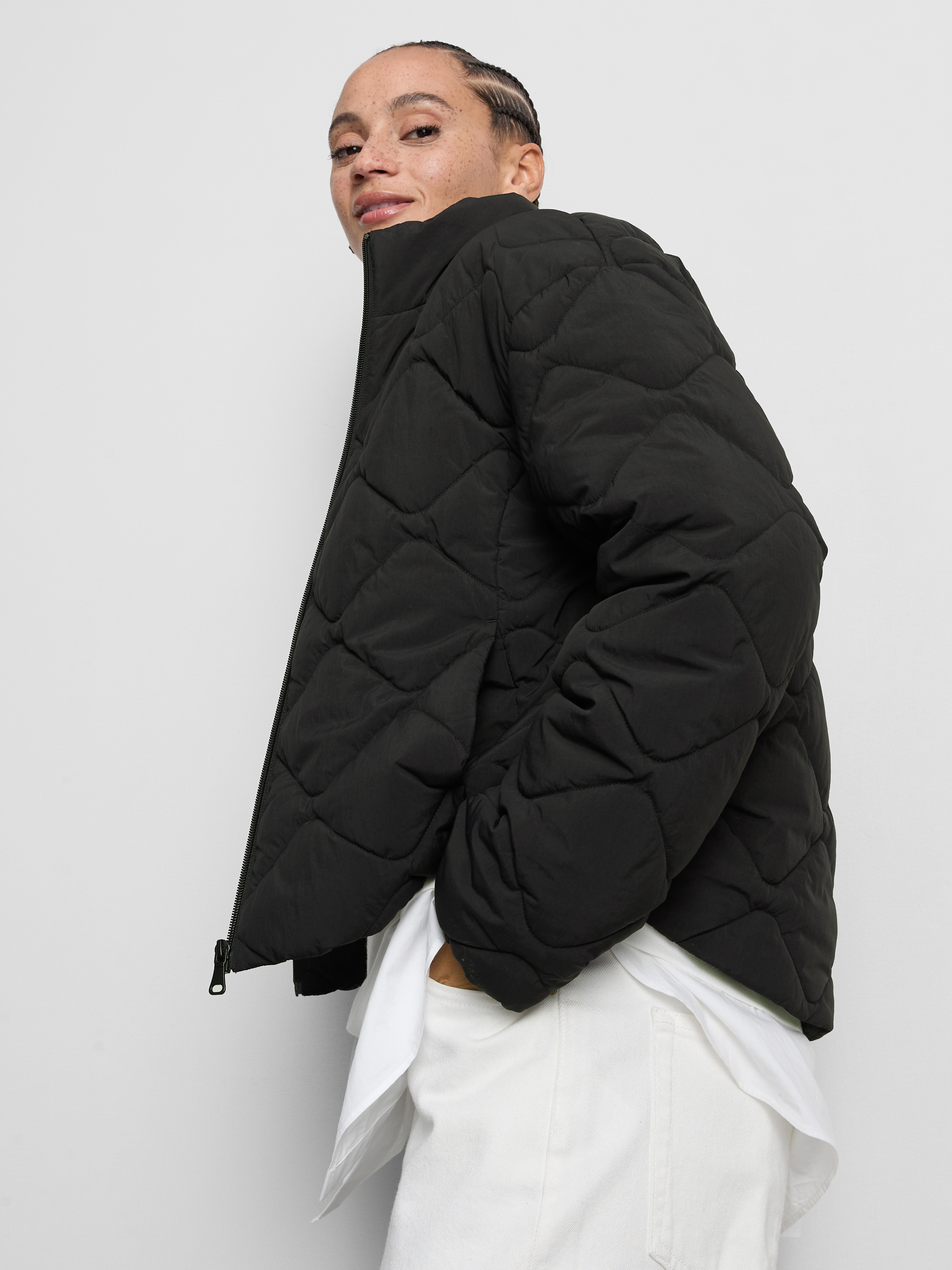 Quilted Funnel Neck Jacket