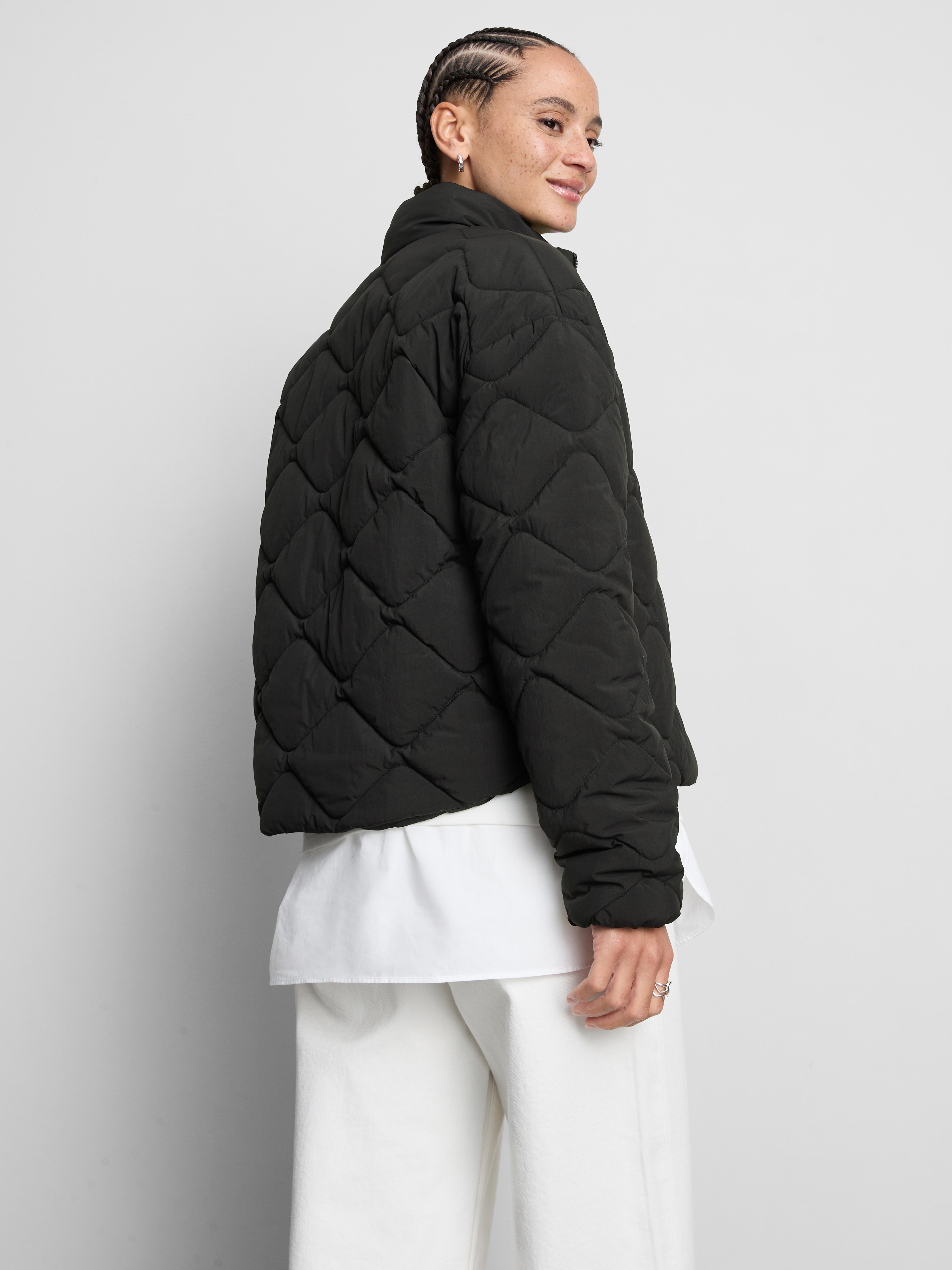 Quilted Funnel Neck Jacket