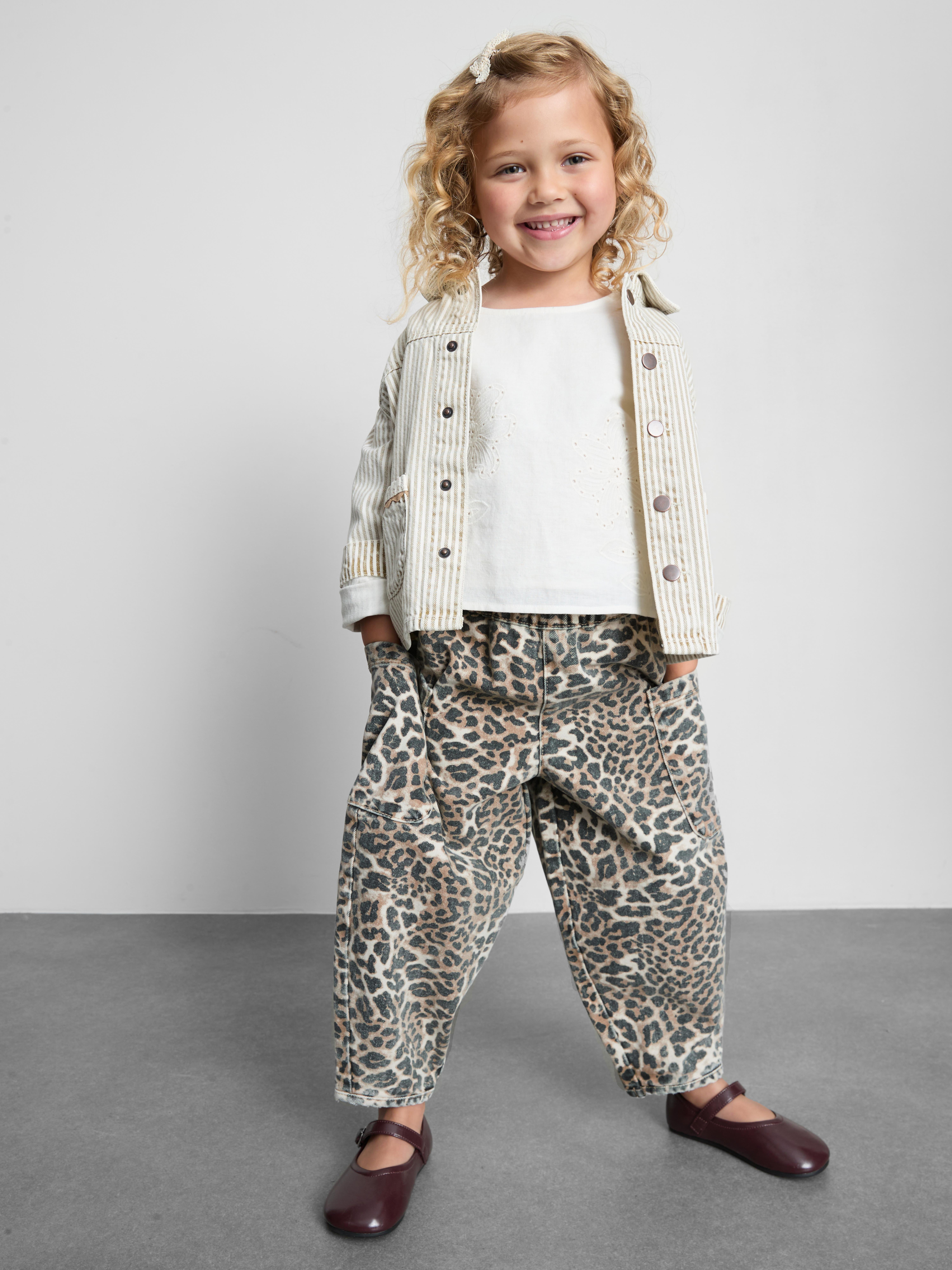 1-9yrs | Pure Cotton Leopard Print Balloon Leg Jeans