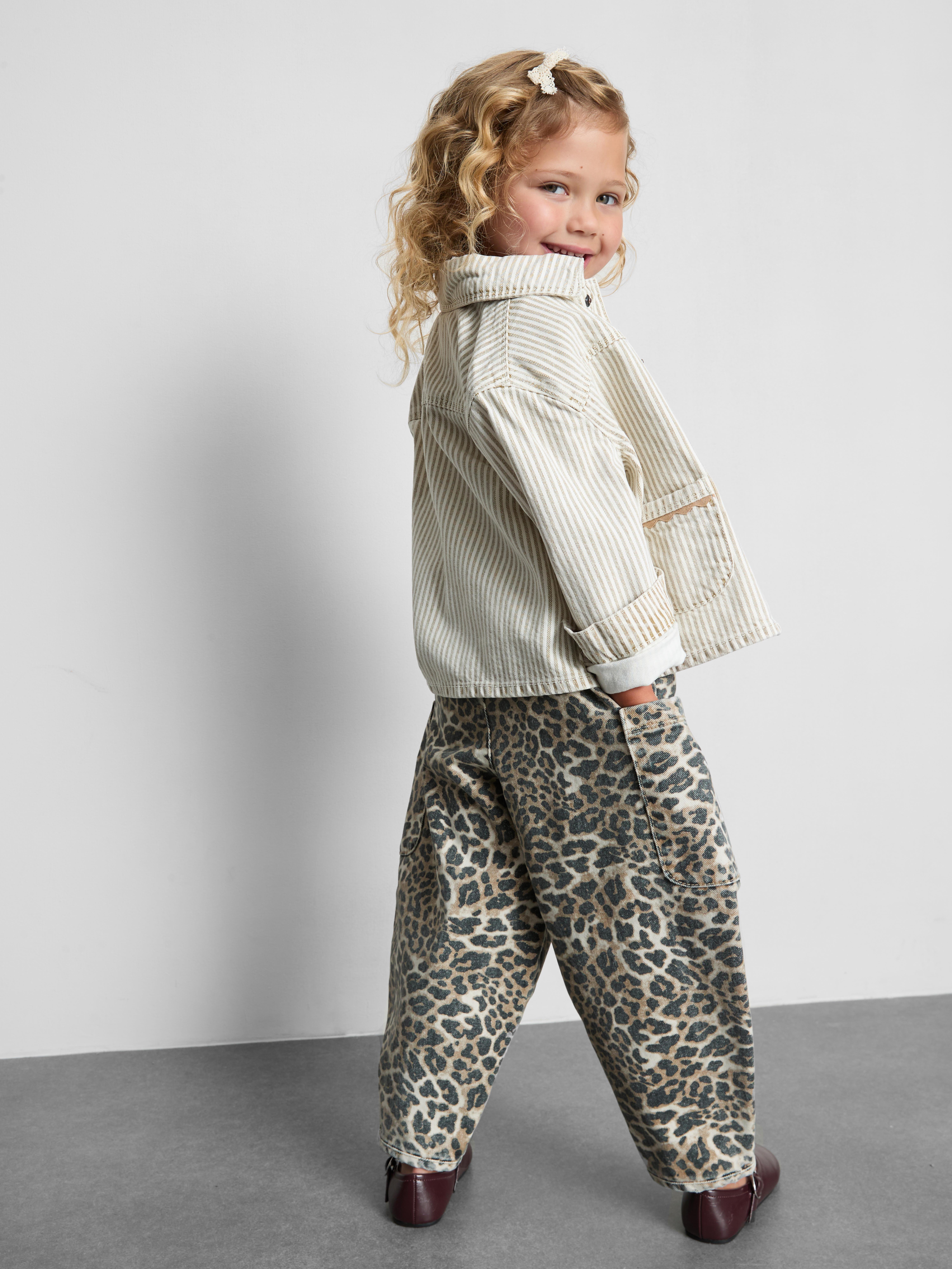 1-9yrs | Pure Cotton Leopard Print Balloon Leg Jeans