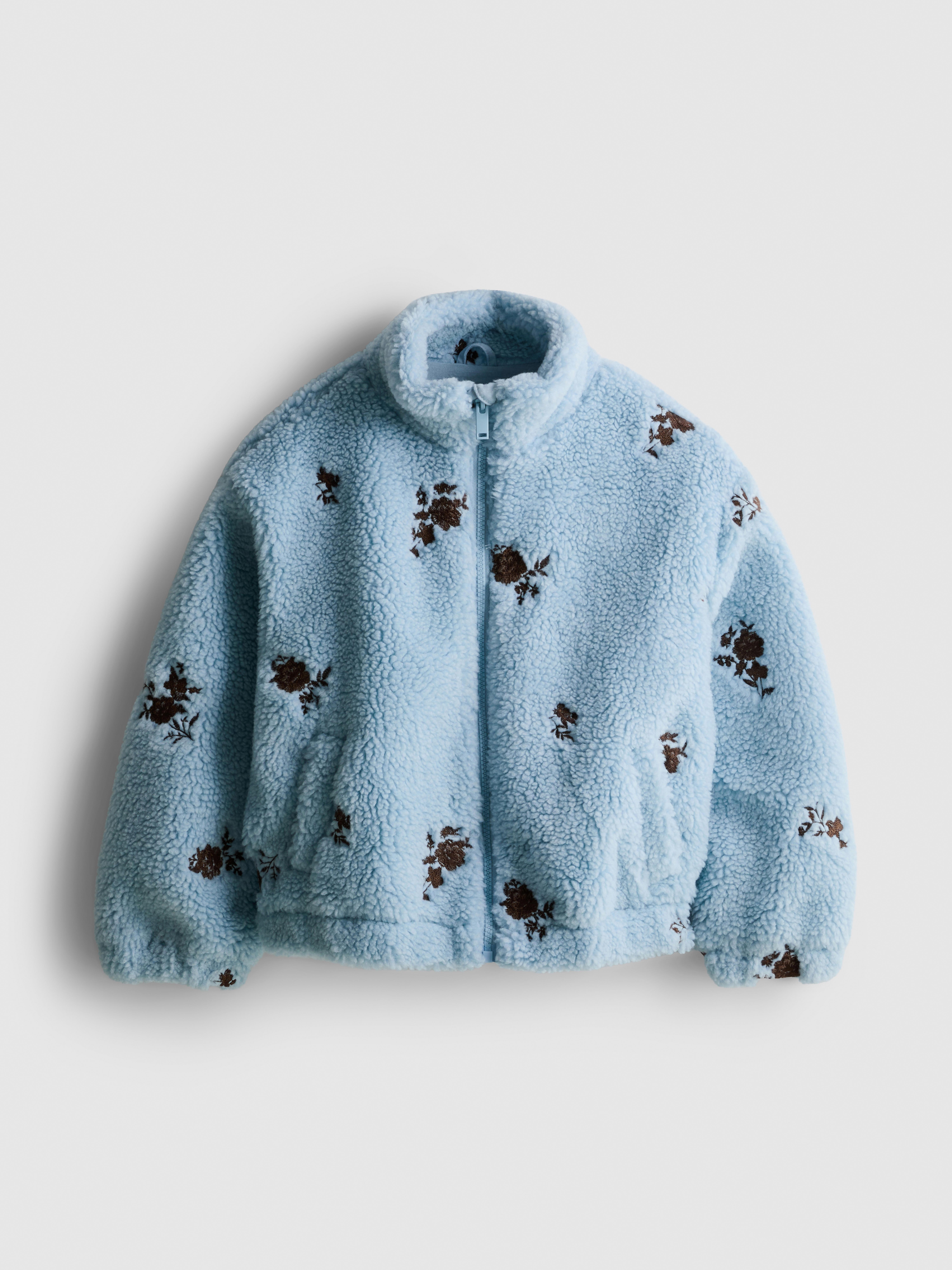 7–15 Jahre | Bestickte Borg-Jacke mit Trichterkragen