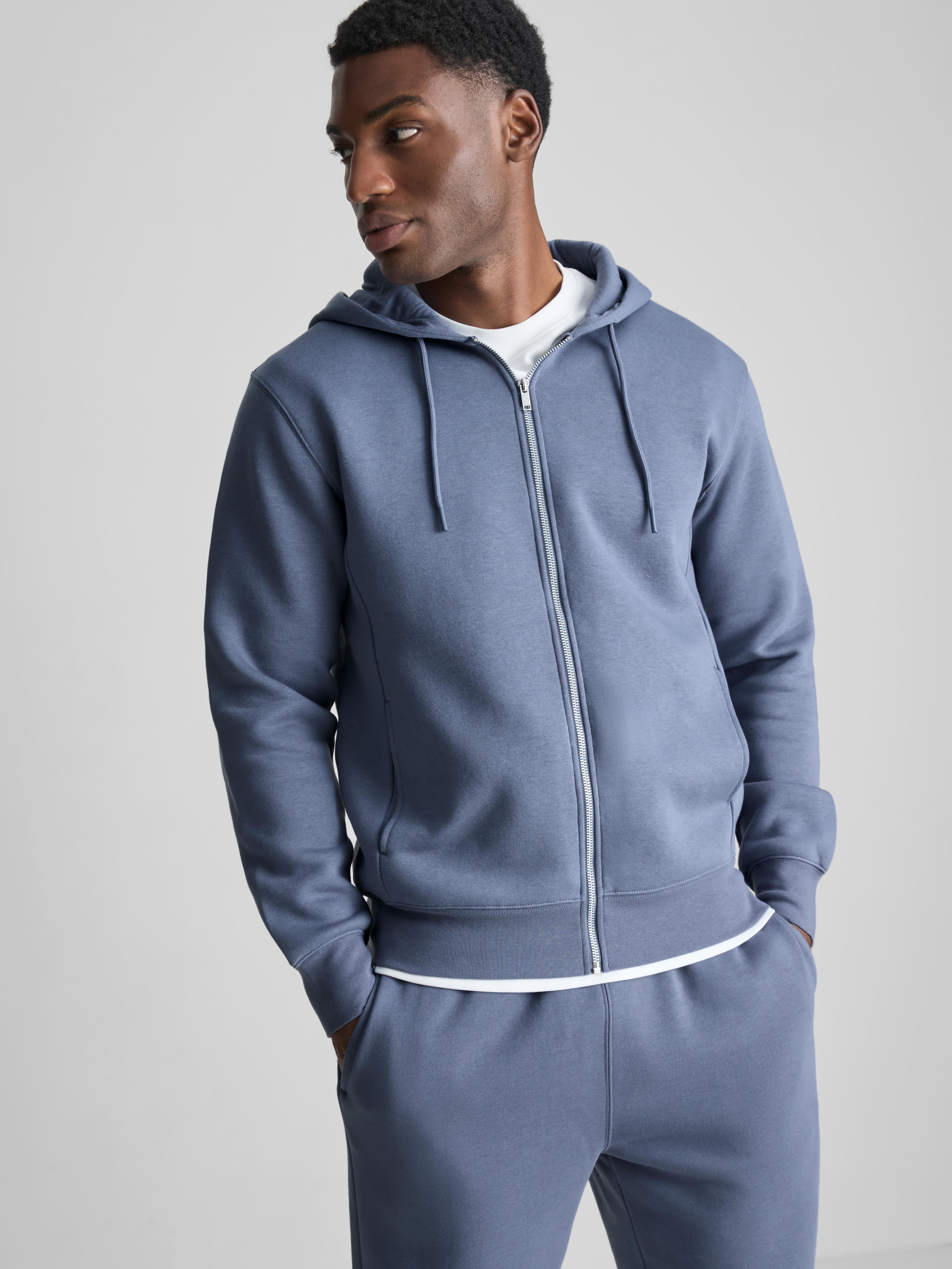 Regular-fit hoodie van katoenmix met rits