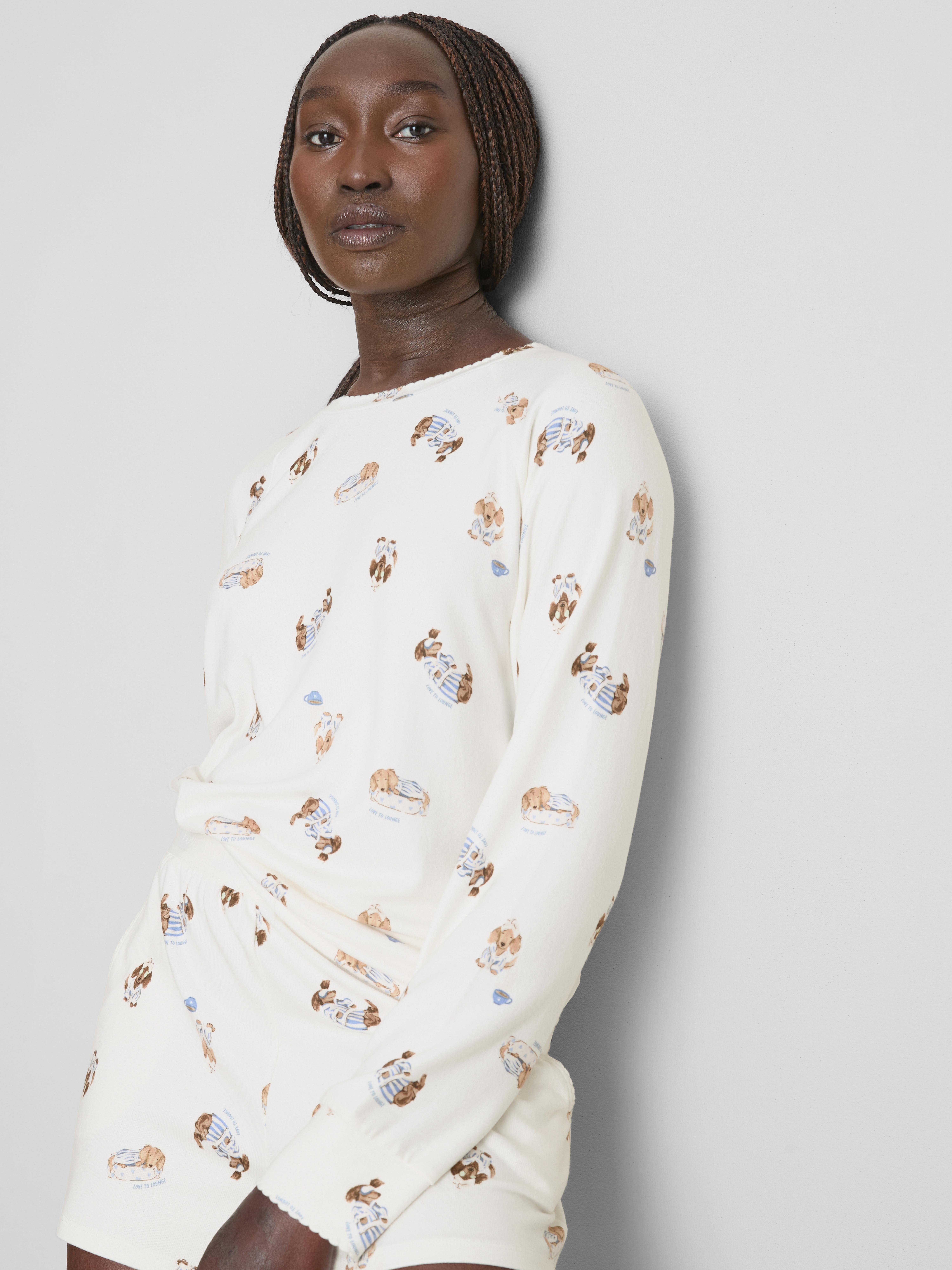 Love To Lounge Dog Print PyjamaTop