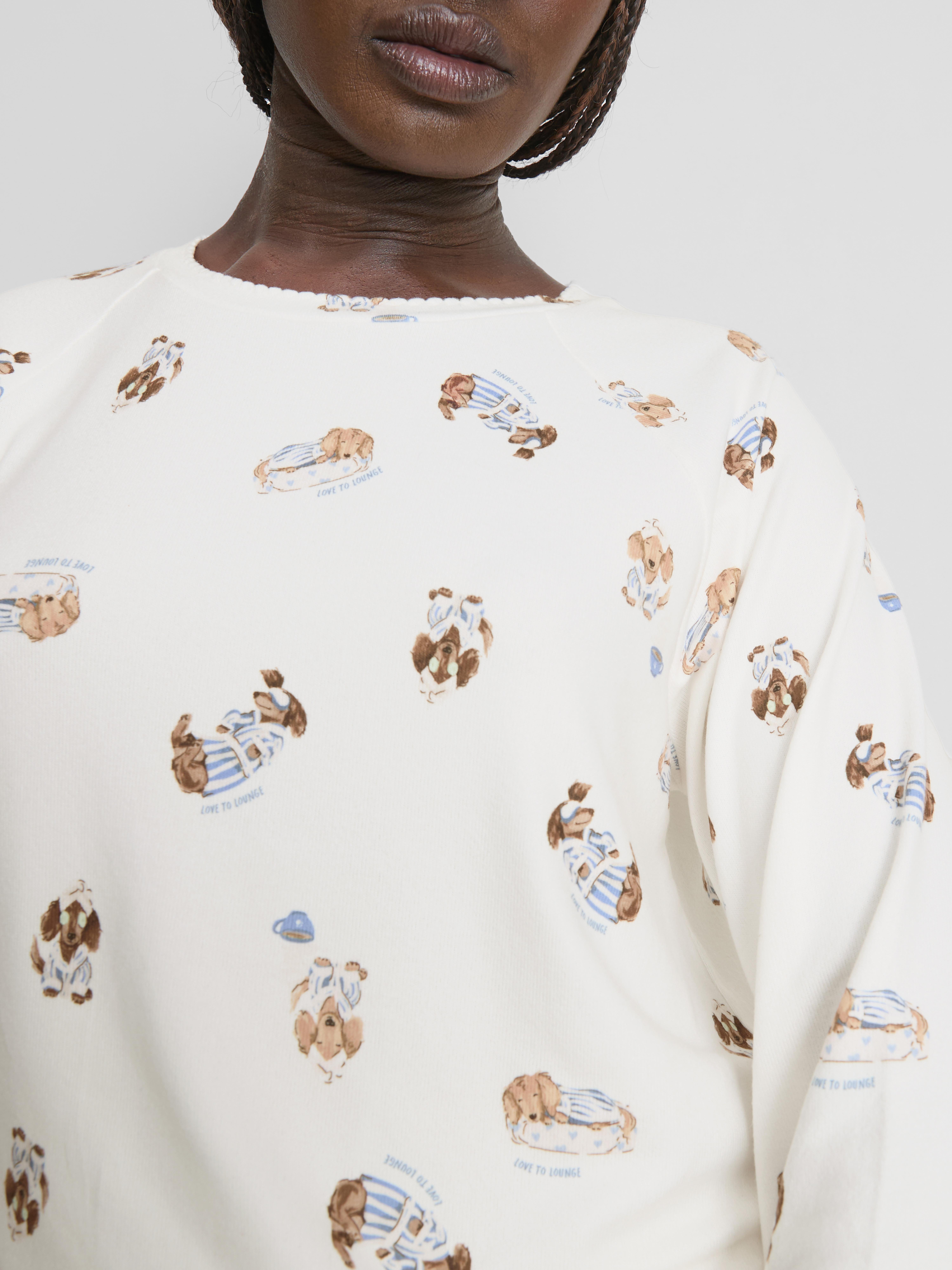 Love To Lounge Dog Print PyjamaTop