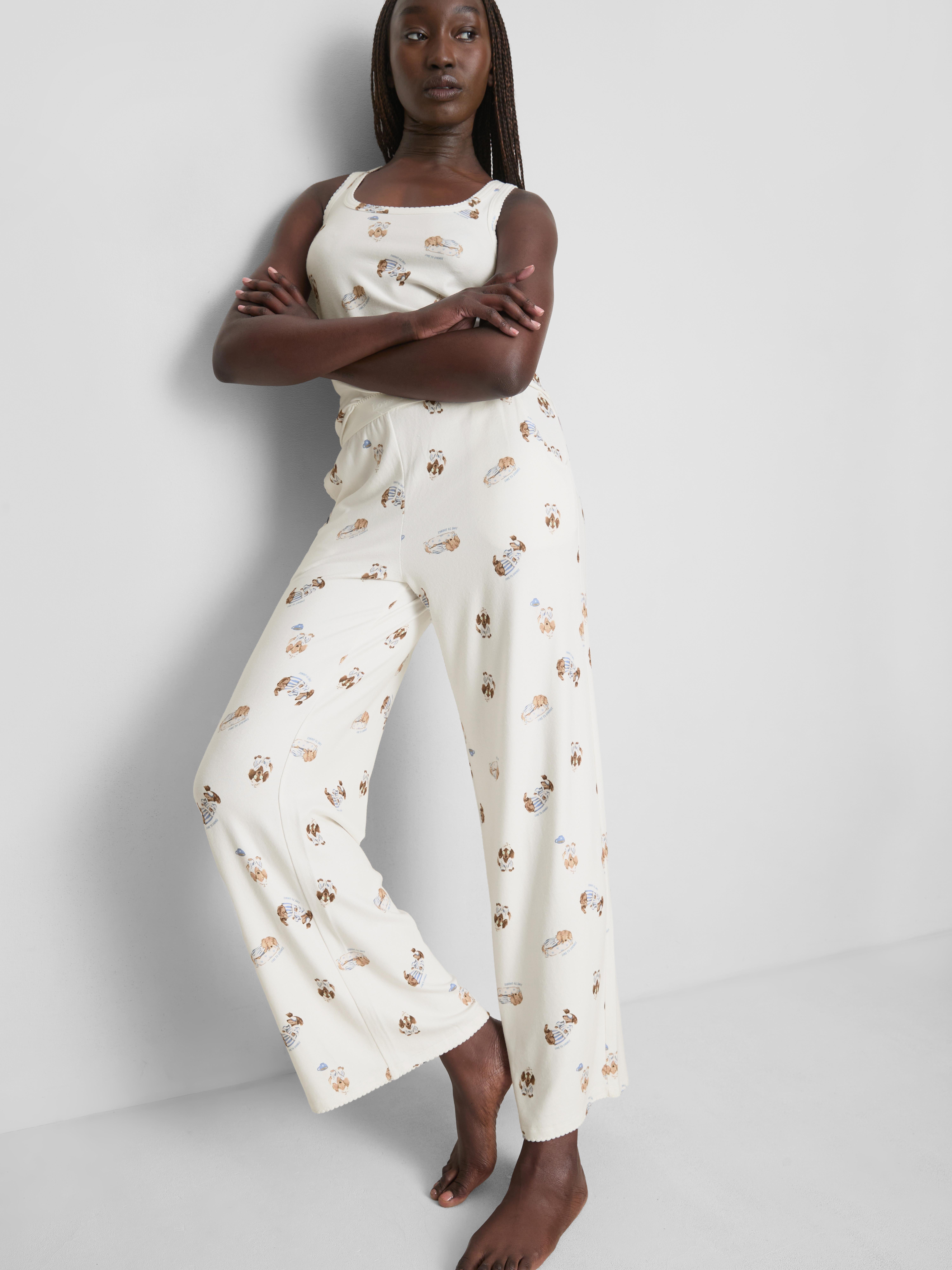 Rechte pyjambroek met hondenprint Love To Lounge